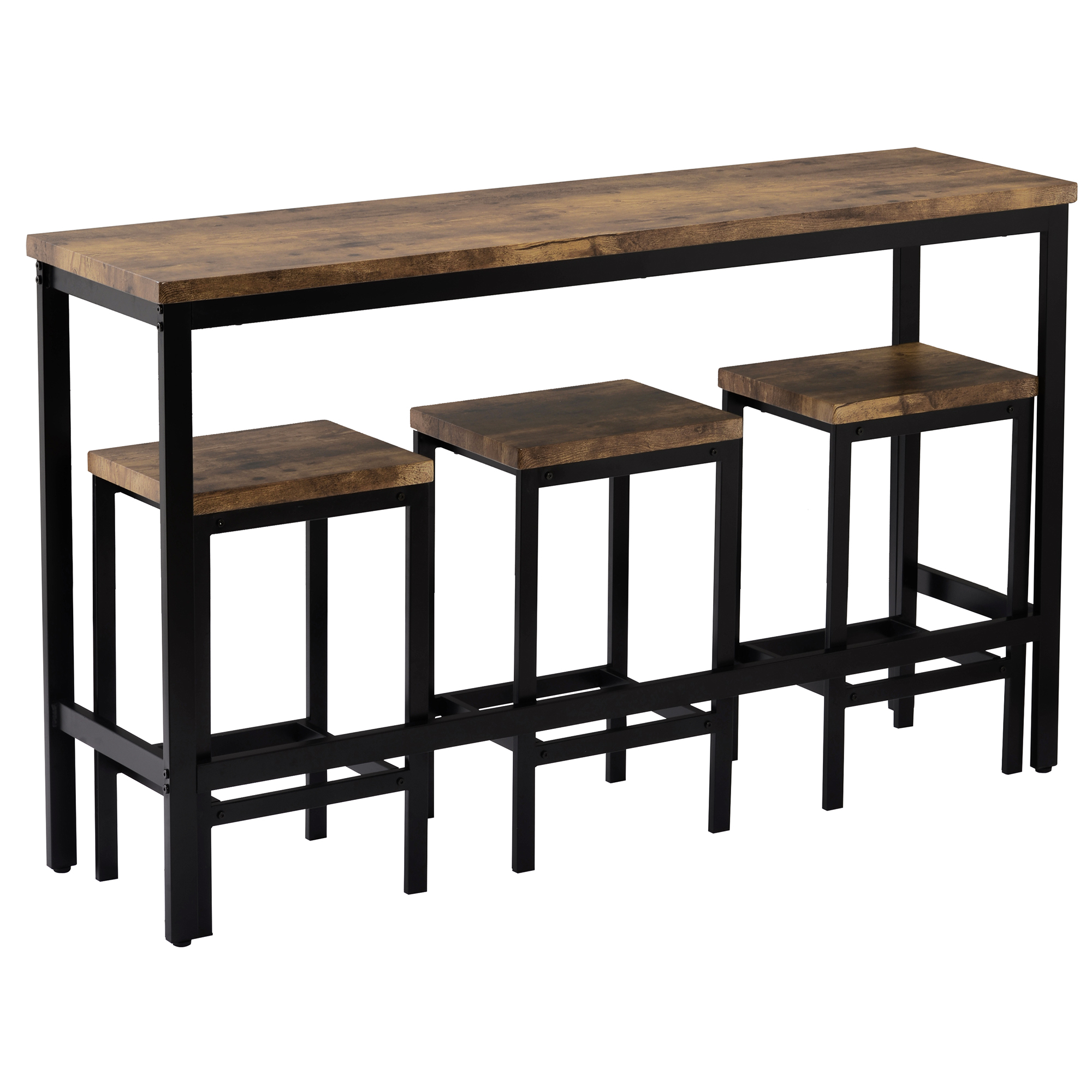 TOPMAX Counter Height Extra Long Dining Table Set with 3 Stools Pub Kitchen Set Side Table with Footrest,Brown - Image 3
