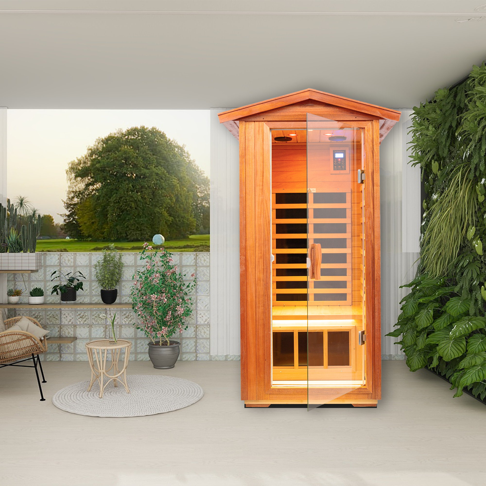 One person Far infrared Khaya outdoor sauna room - Image 2