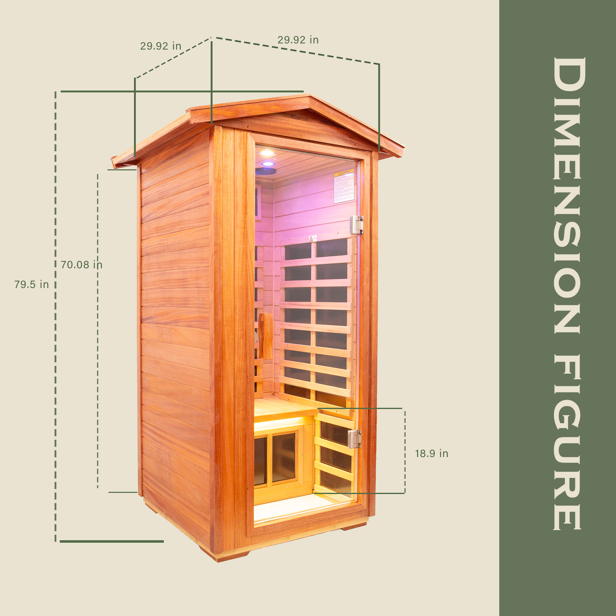 One person Far infrared Khaya outdoor sauna room - Image 3
