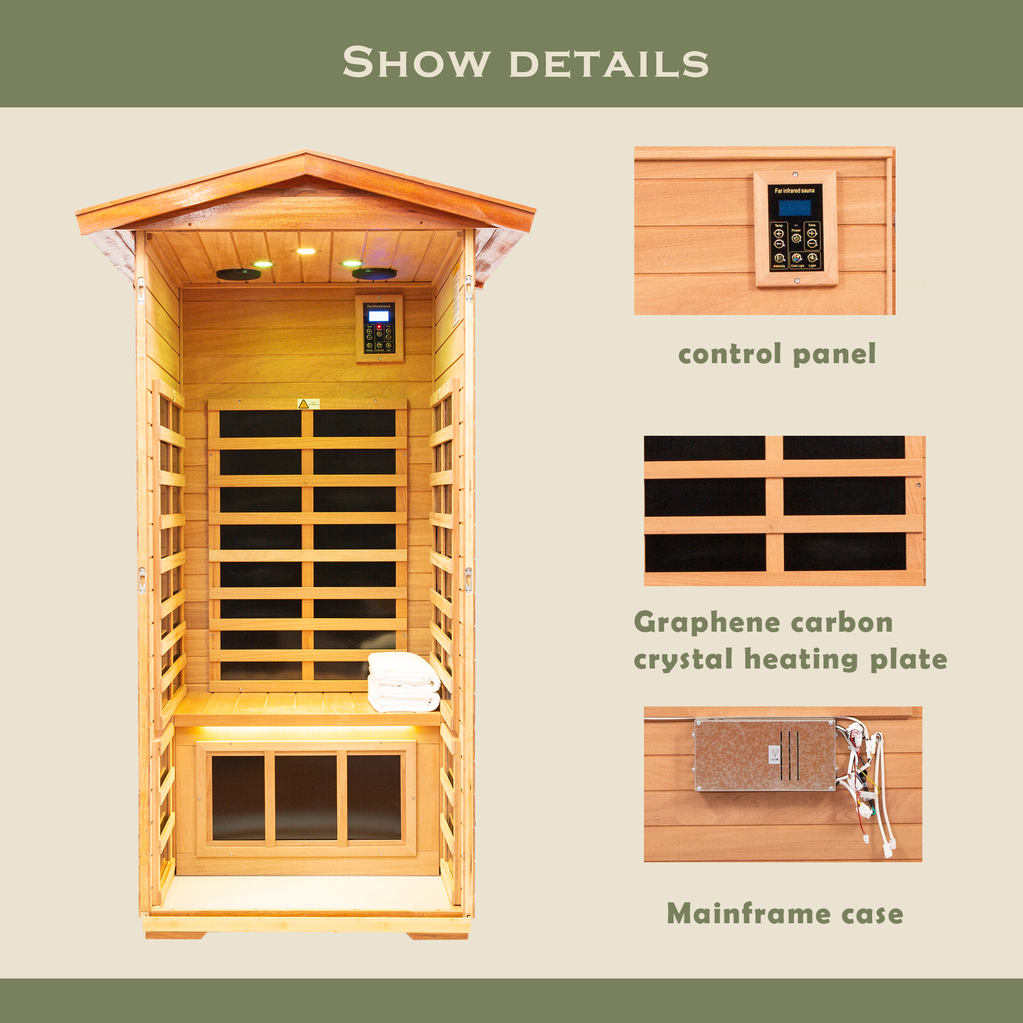 One person Far infrared Khaya outdoor sauna room - Image 4