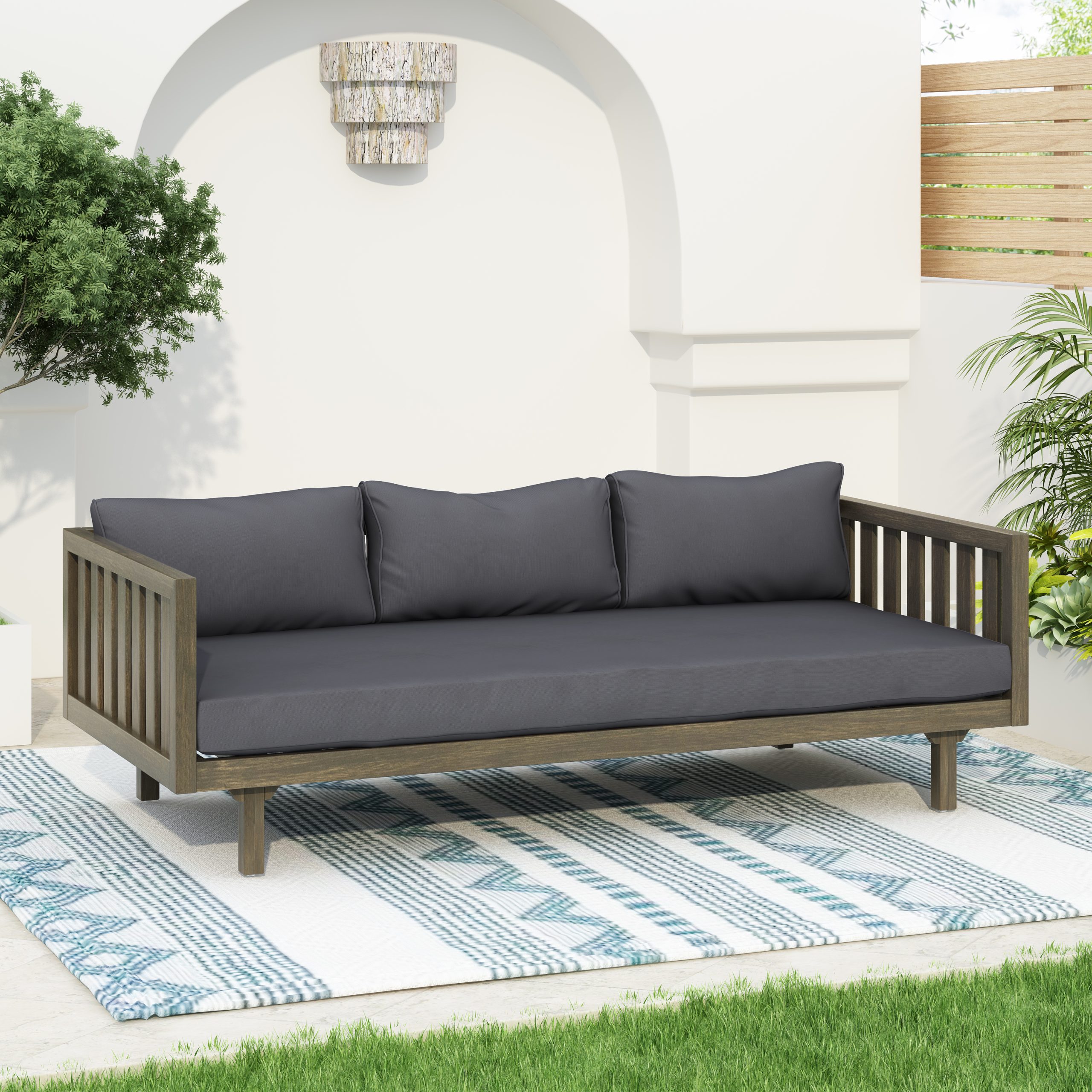 CLAREMONT 3 SEATER DAYBED (GREY WOOD+GREY CUSHION) - Image 2
