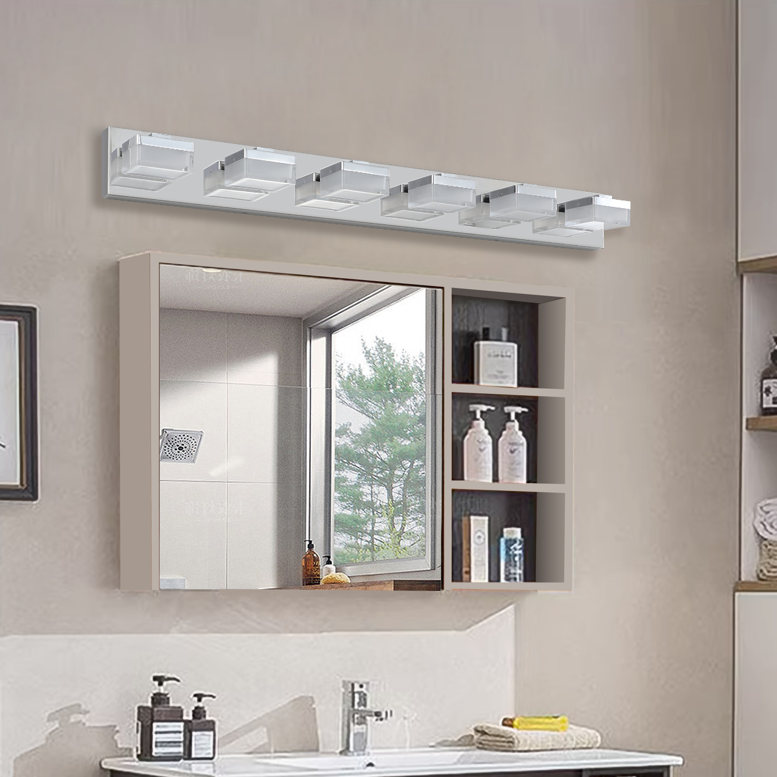 (Same as W1340110610/L2016) Modern 6-Light Chrome LED Vanity Mirror Light Fixture For Bathrooms And Makeup Tables - Image 2