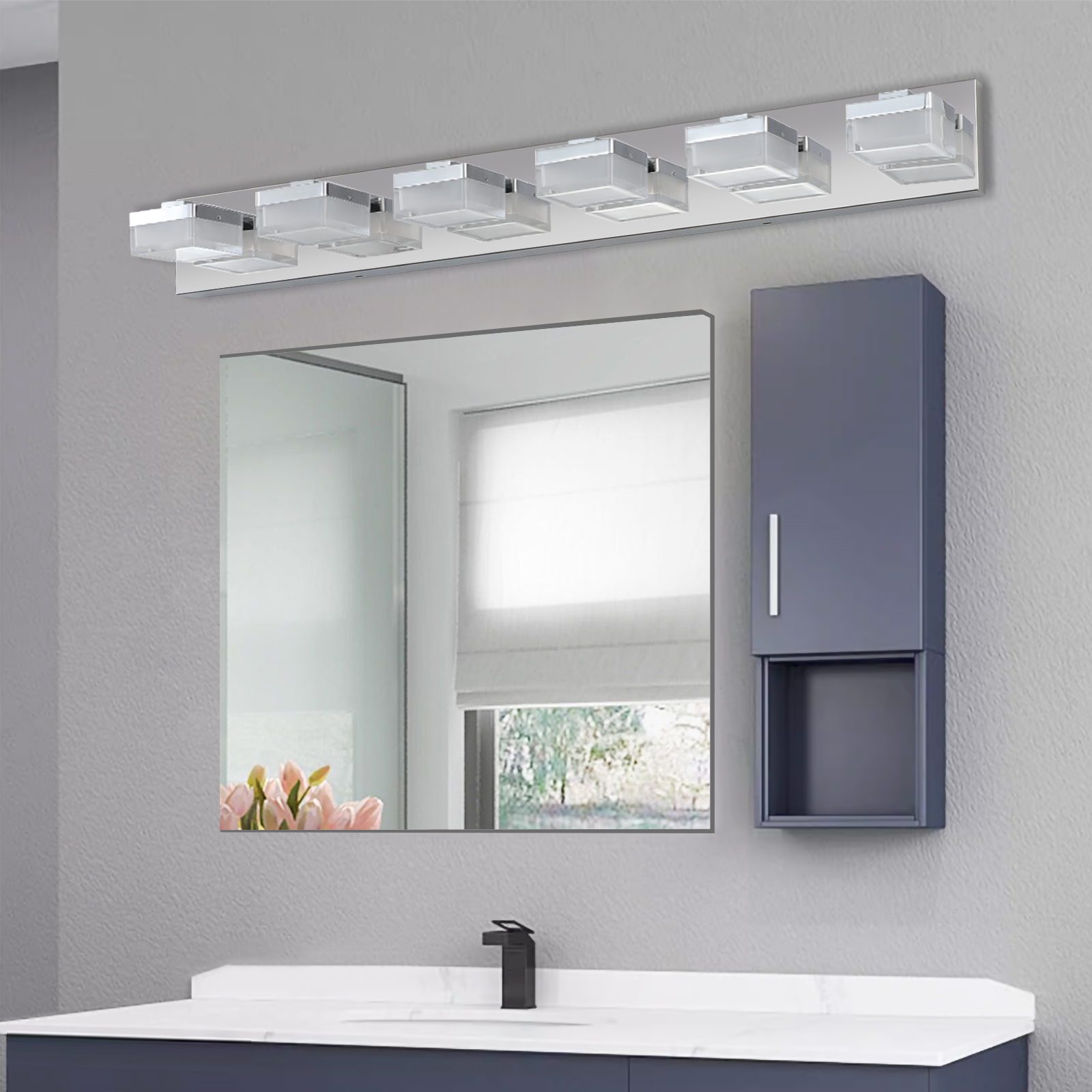 (Same as W1340110610/L2016) Modern 6-Light Chrome LED Vanity Mirror Light Fixture For Bathrooms And Makeup Tables - Image 3