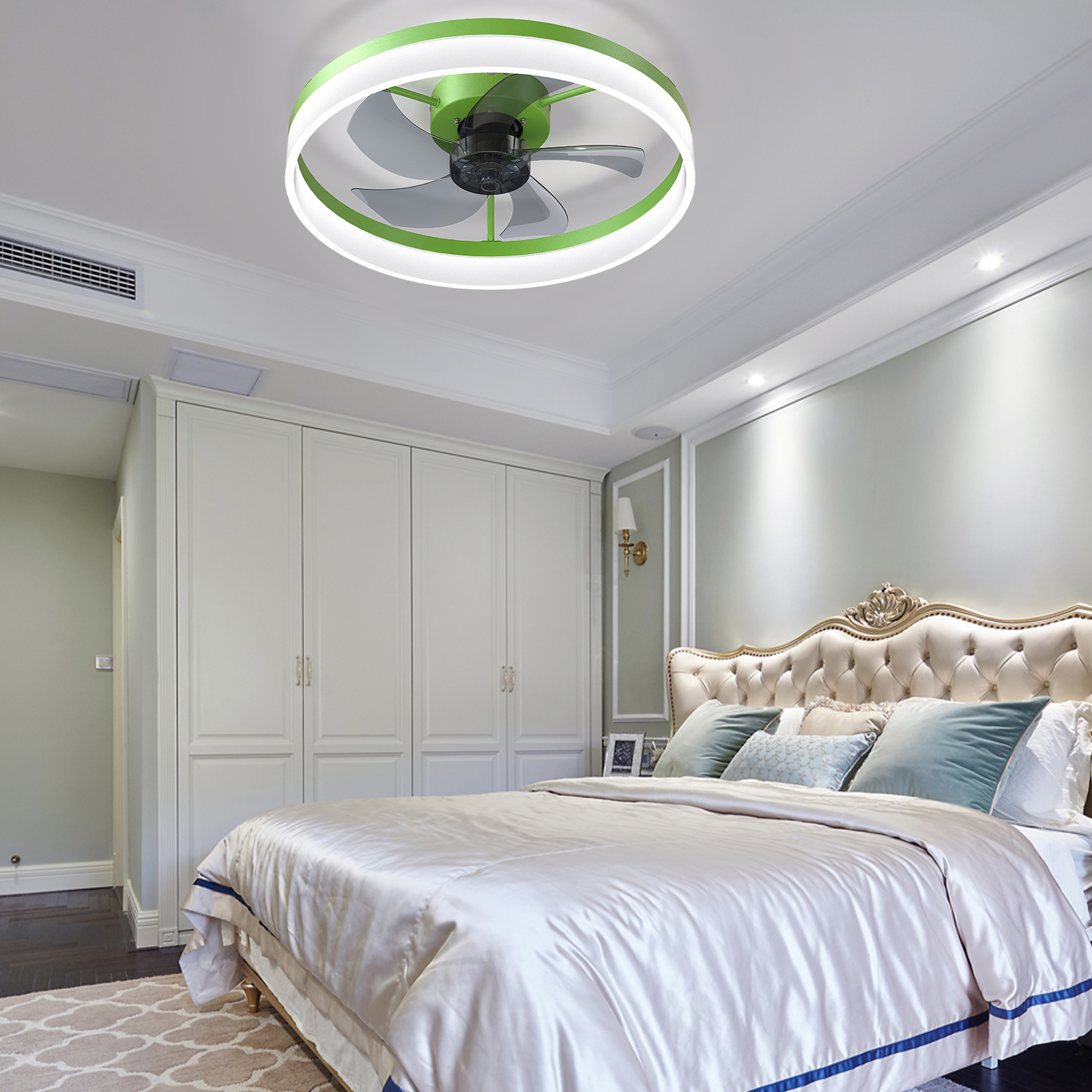 Ceiling Fans with Lights Dimmable LED Embedded installation of thin modern ceiling fans(Green) - Image 4