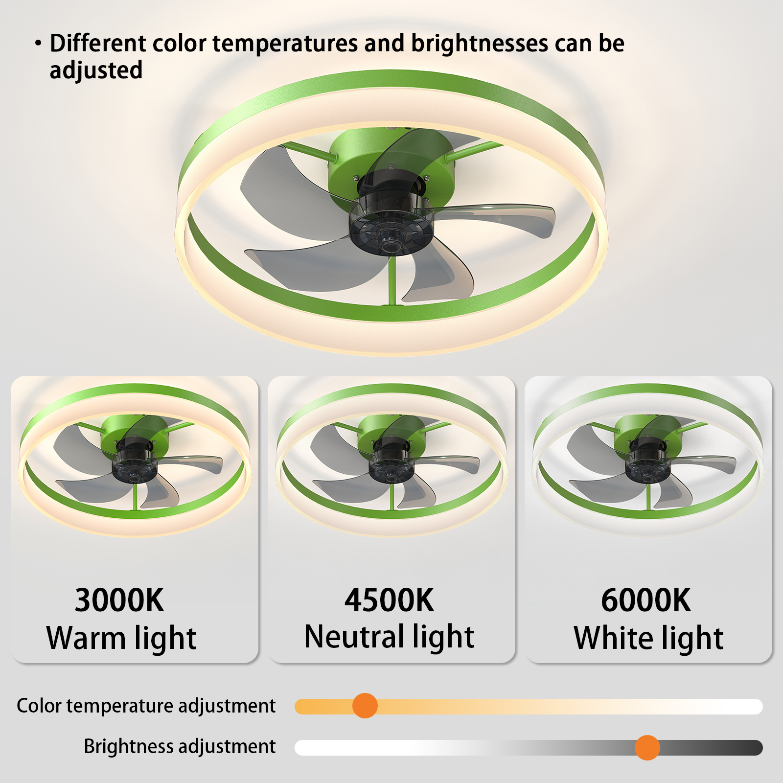 Ceiling Fans with Lights Dimmable LED Embedded installation of thin modern ceiling fans(Green) - Image 6