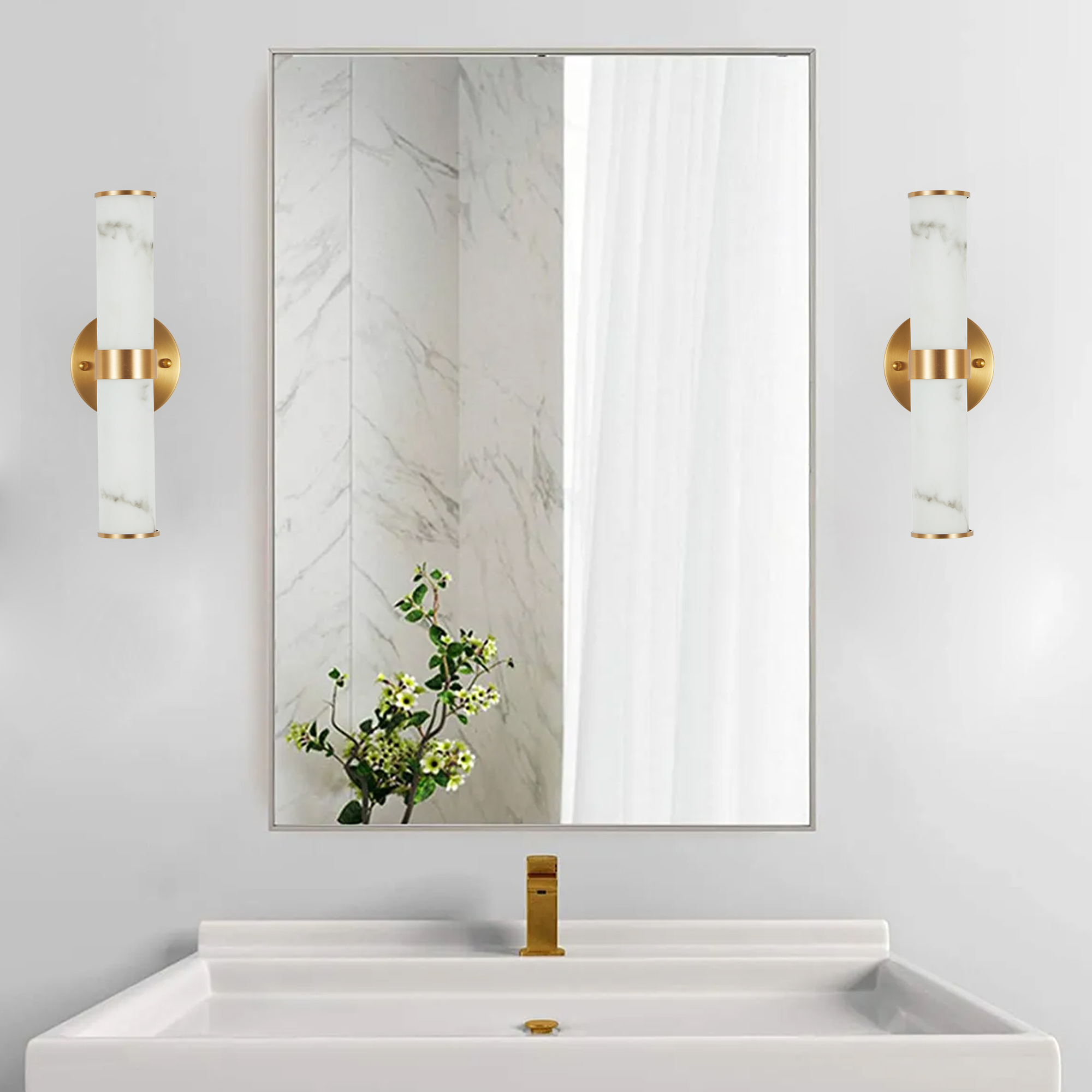 Golden and Elegant Resin Wall Sconce,Set of 2,Modern Vertical Light Fixture for Bathrooms, Hallways, and Bedrooms (Only Inoor) - Image 2