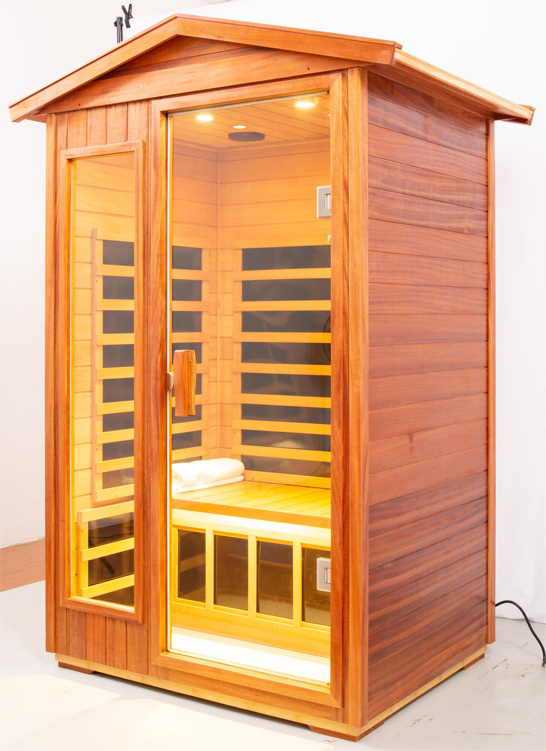 Two person Far infrared Khaya wood outdoor sauna room (Left & Right) - Image 3