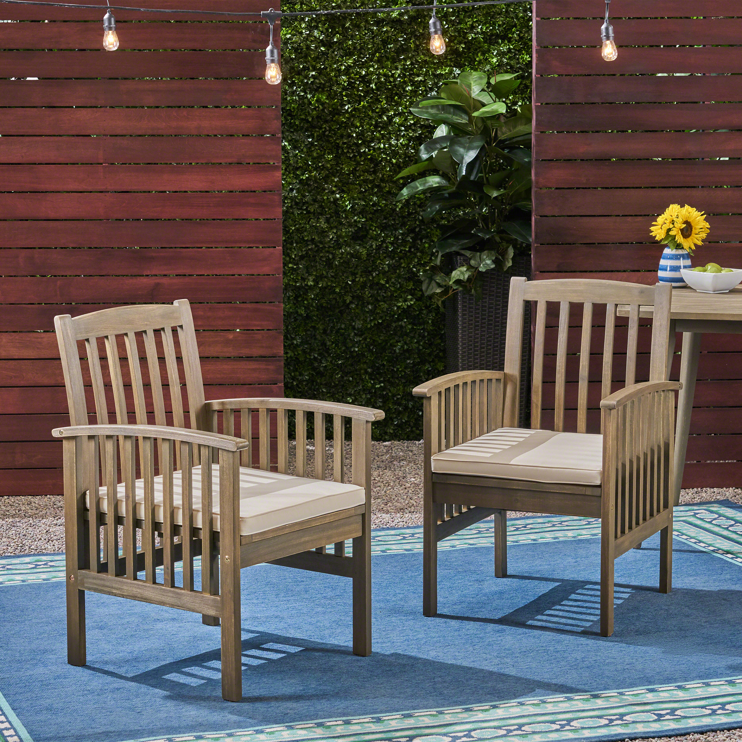 CASA ACACIA DINING CHAIR,2PCS with 2 Cushions - Image 4