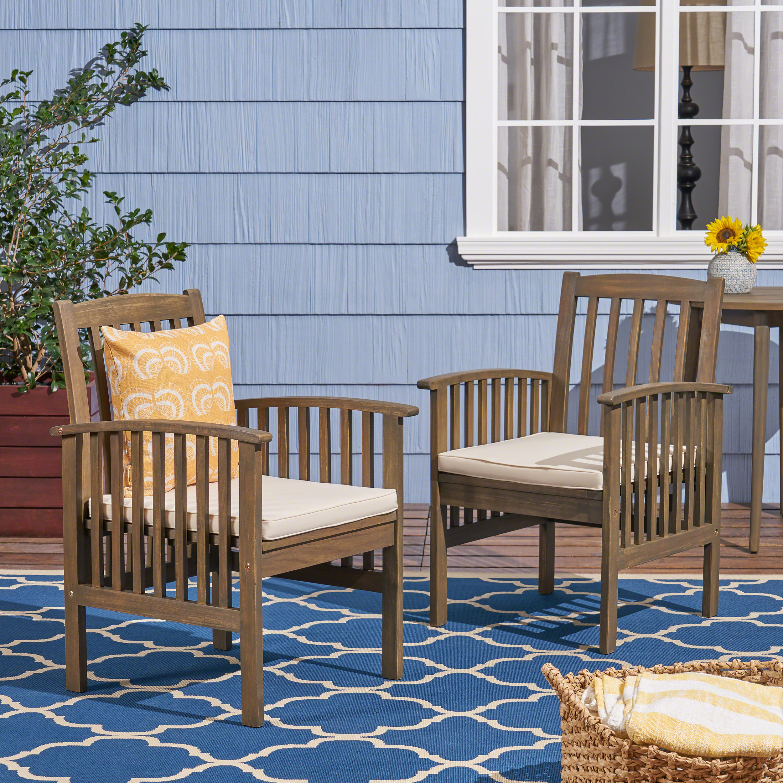 CASA ACACIA DINING CHAIR,2PCS with 2 Cushions - Image 5
