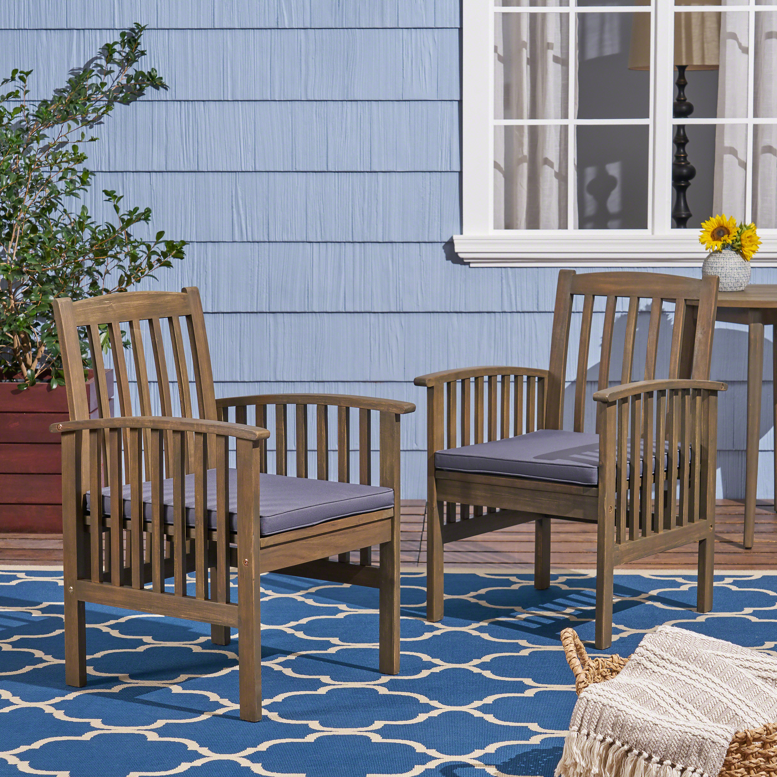 CASA ACACIA DINING CHAIR,2PCS with 2 Cushions - Image 5