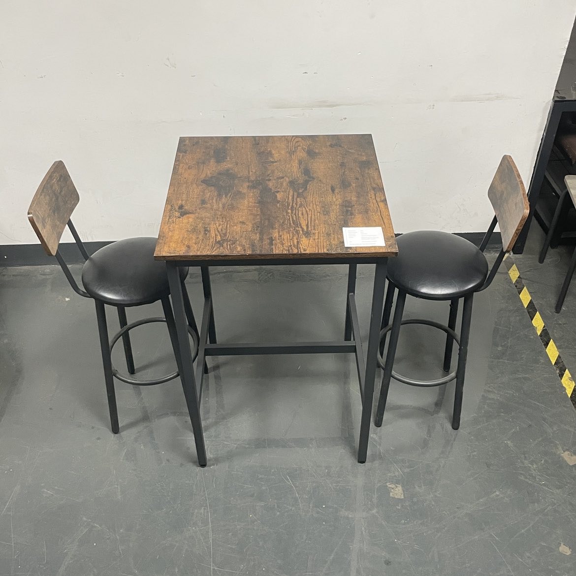 Bar Table Set with 2 Bar stools PU Soft seat with backrest, Rustic Brown, 23.62'' W x 23.62'' D x 35.43'' H - Image 3