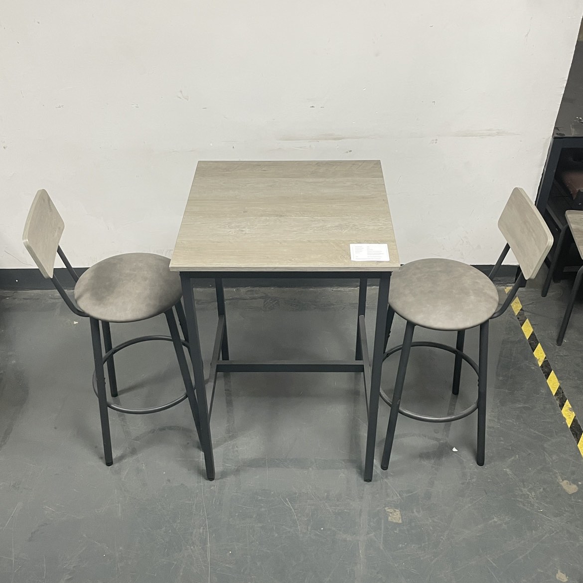 Bar Table Set with 2 Bar stools PU Soft seat with backrest, Grey, 23.62'' W x 23.62'' D x 35.43'' H - Image 3