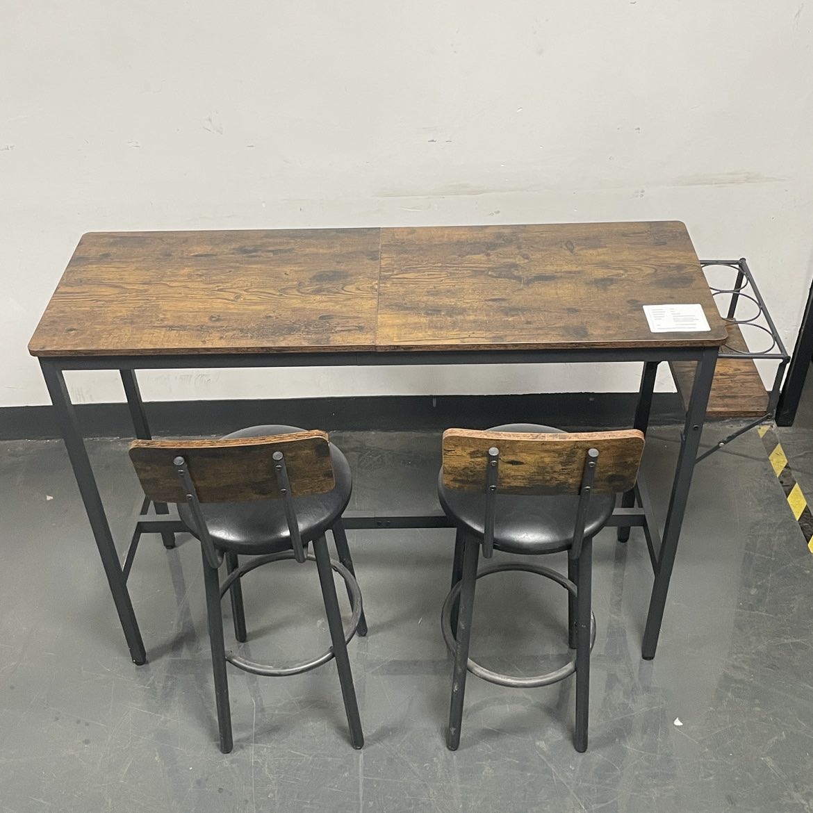 Bar Table Set with 2 Bar stools PU Soft seat with backrest, Grey, 43.31'' L x 15.75'' W x 35.43'' H. - Image 3