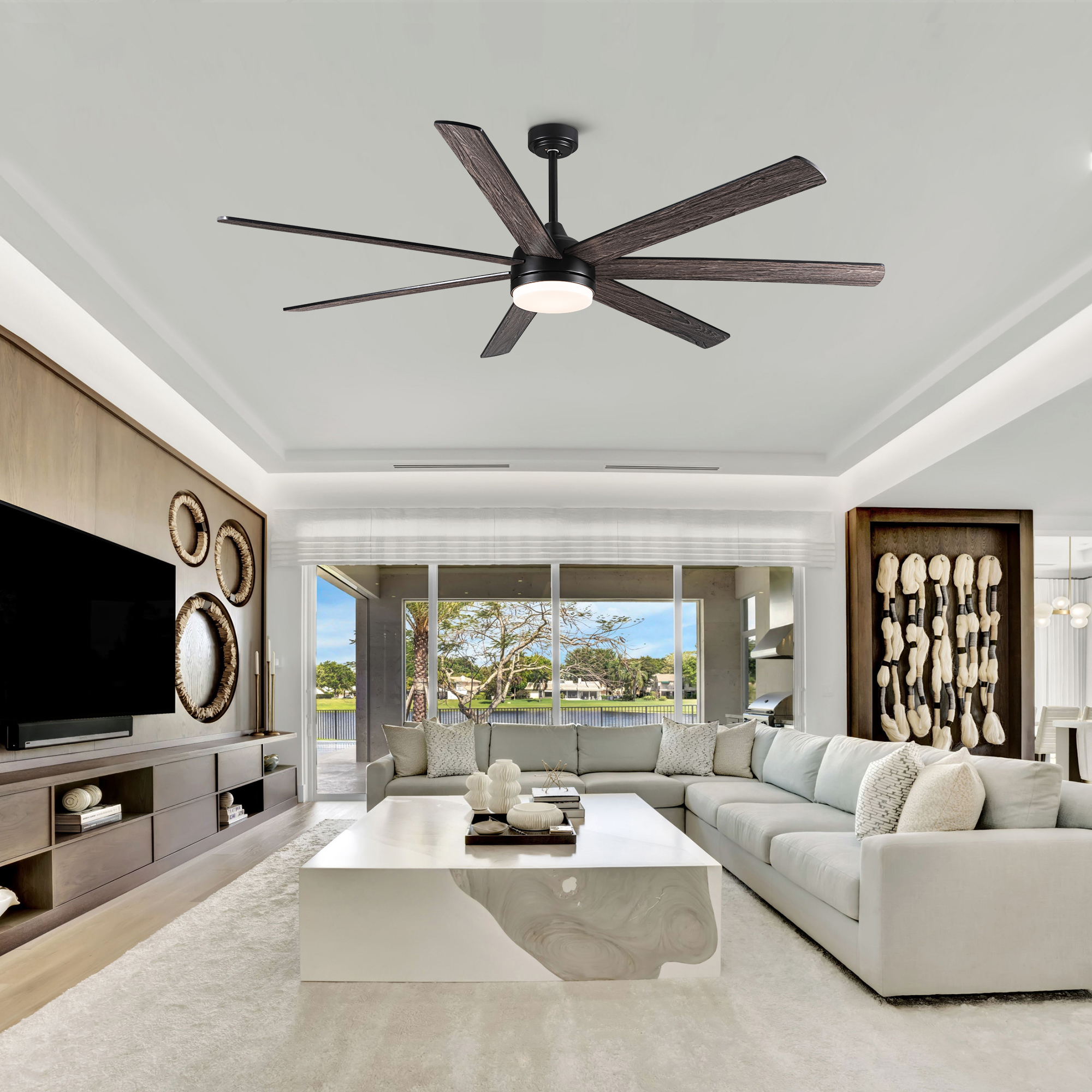 72 In Farmhouse Ceiling Fan with Plywood Blades for Dining Room - Image 4