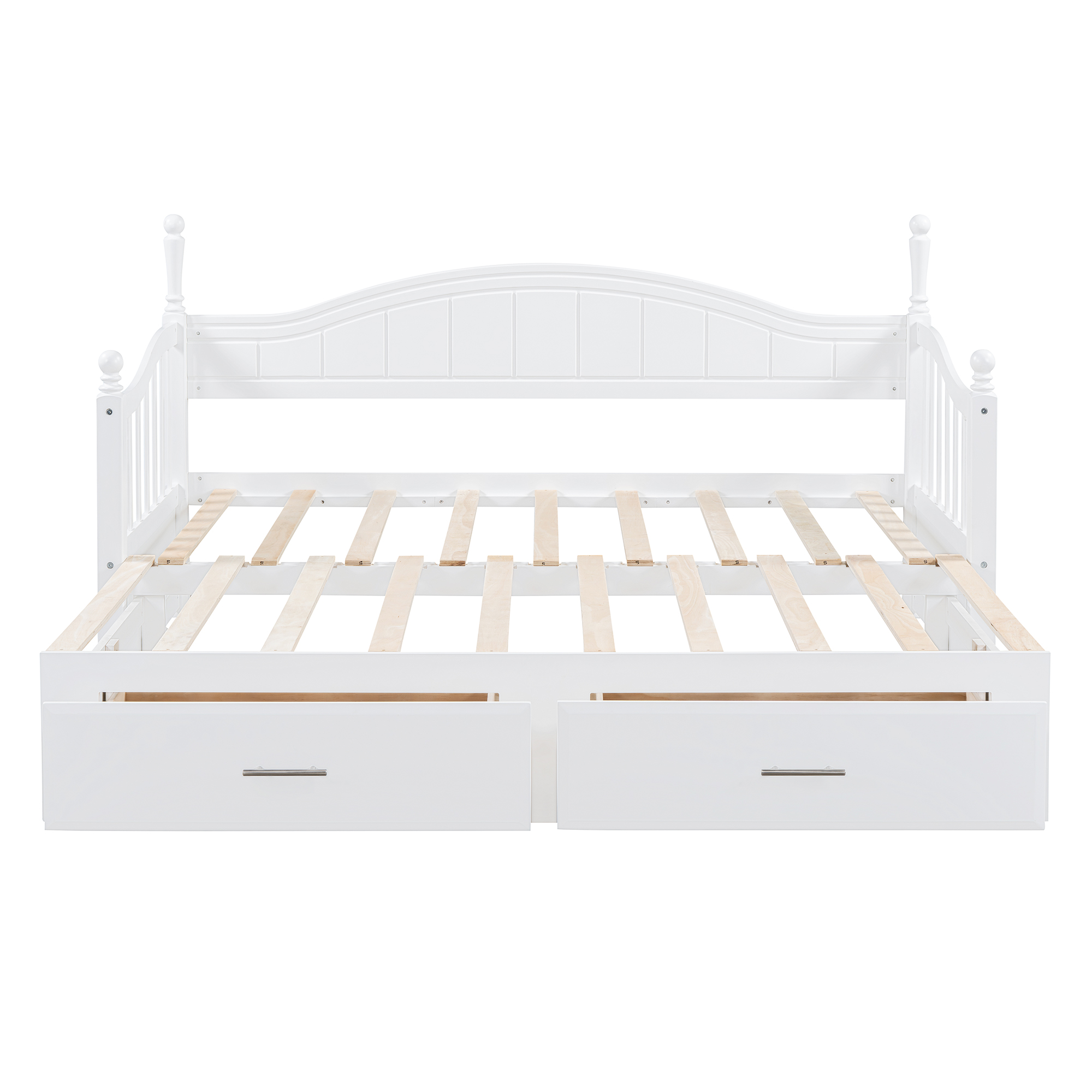 Wooden Twin Size Daybed with Twin Size Trundle, Extendable Daybed with Two Storage Drawers,White(Expected Arrival Time:9.12) - Image 5