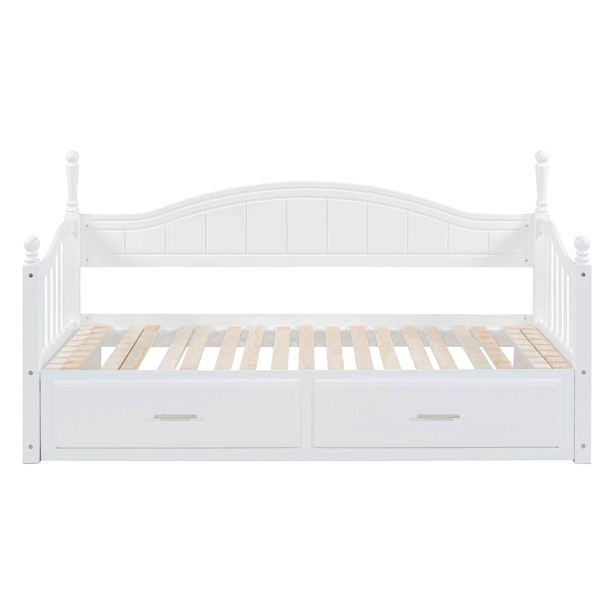 Wooden Twin Size Daybed with Twin Size Trundle, Extendable Daybed with Two Storage Drawers,White(Expected Arrival Time:9.12) - Image 4