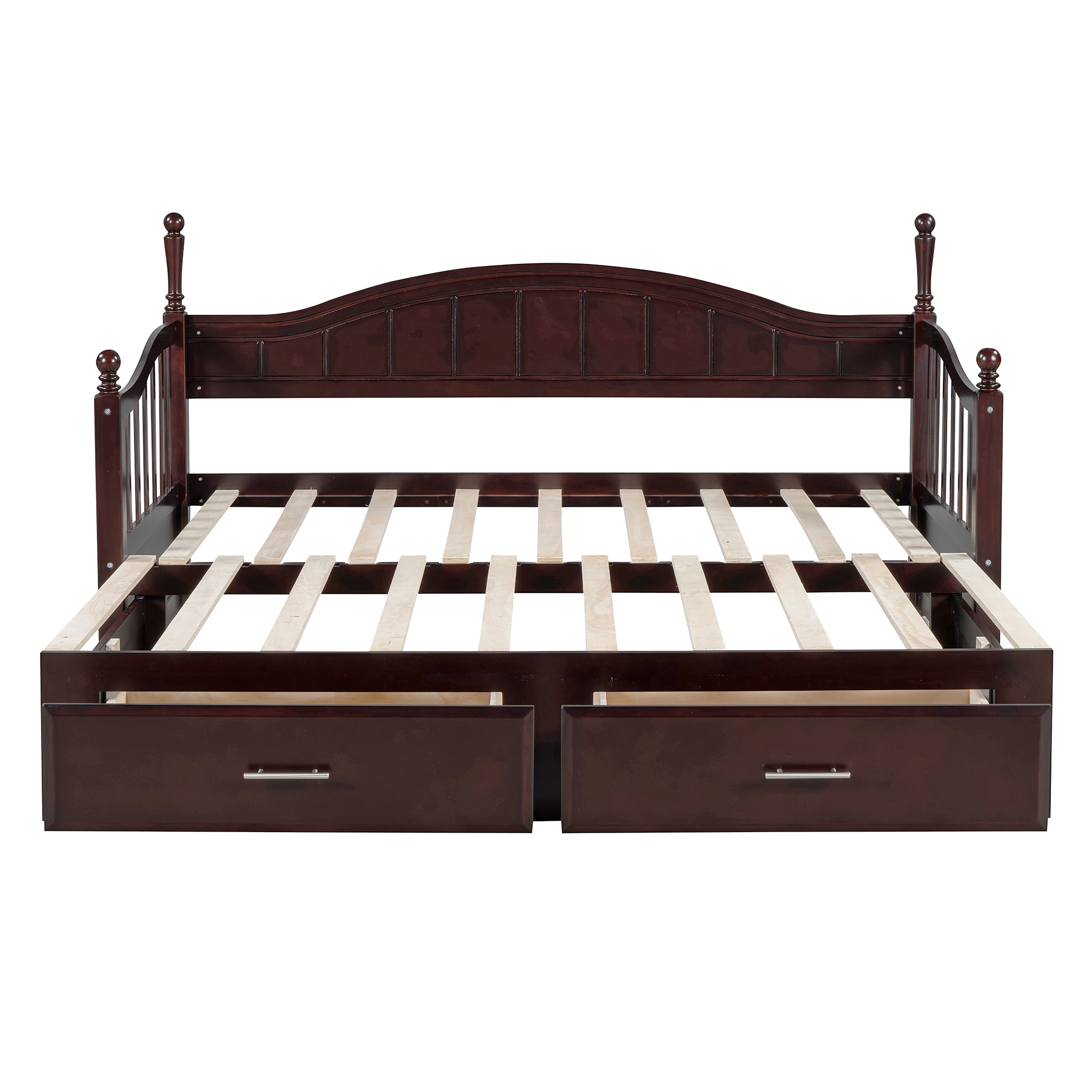 Wooden Twin Size Daybed with Twin Size Trundle, Extendable Daybed with Two Storage Drawers, Espresso(Expected Arrival Time:9.12) - Image 5