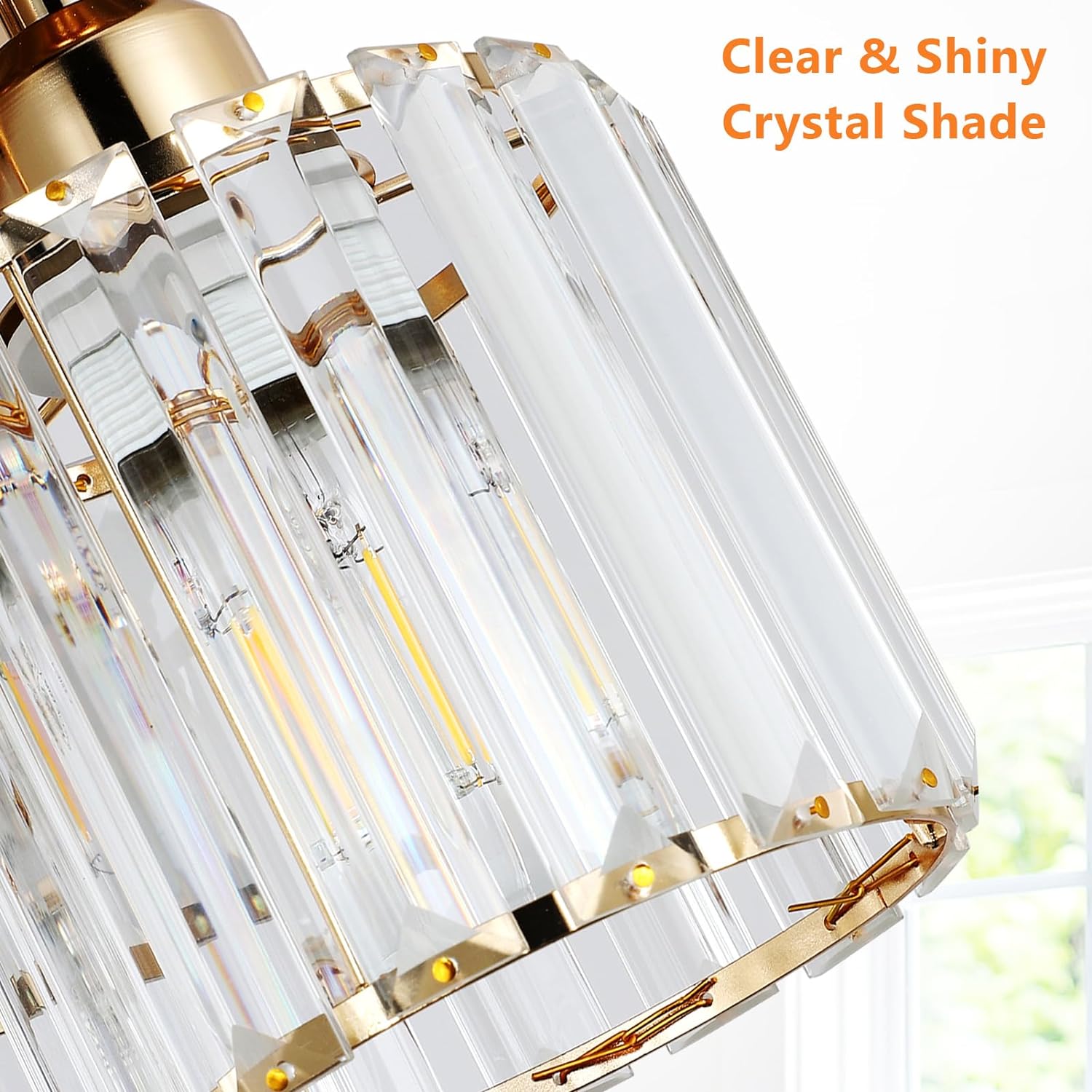 Modern Semi Flush Mount Ceiling Light,3-Light Crystal Close to Ceiling Light Fixtures,Golden Kitchen Light Fixtures with Clear Crystal Shade,Hallway Light Fixtures for Hallway Bedroom Bathroom - Image 5