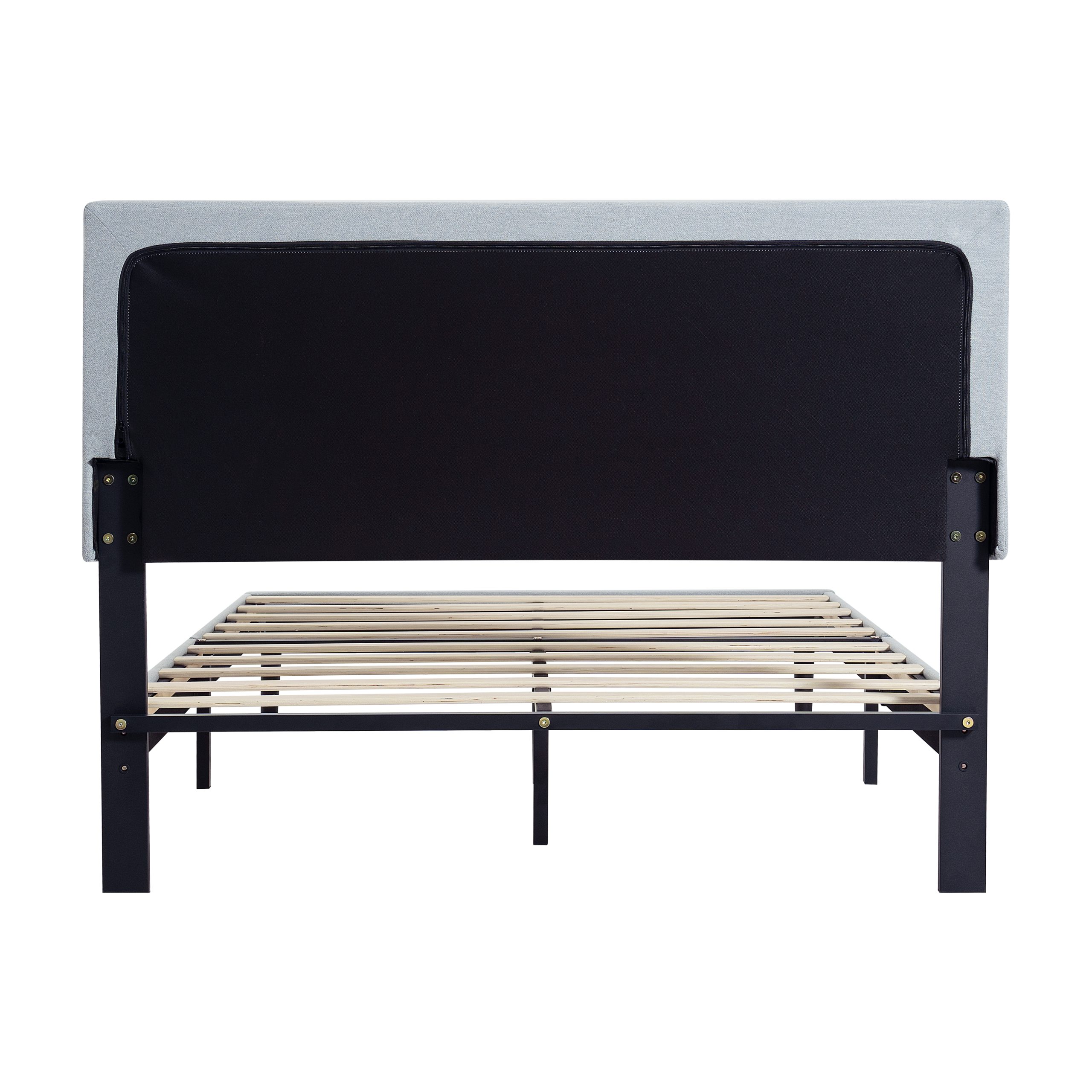 Twin Size Upholstered Platform Bed Frame with Modern Button Tufted Linen Fabric Headboard, No Box Spring Needed, Wood Slat Support, Easy Assembly, Grey - Image 5
