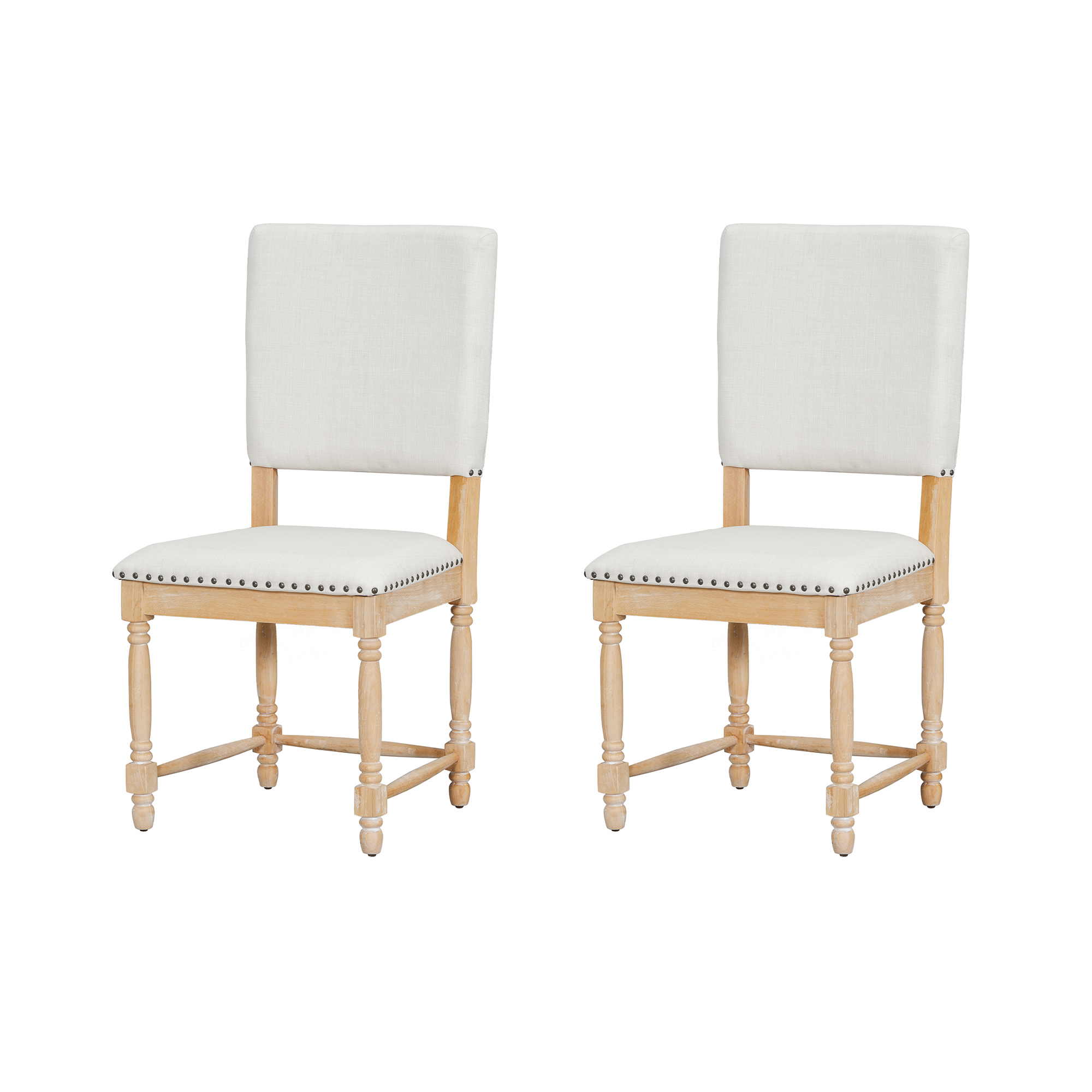 TOPMAX Vintage Traditional 2-Piece Upholstered Dining Chairs with Padded Backs, Natural - Image 5