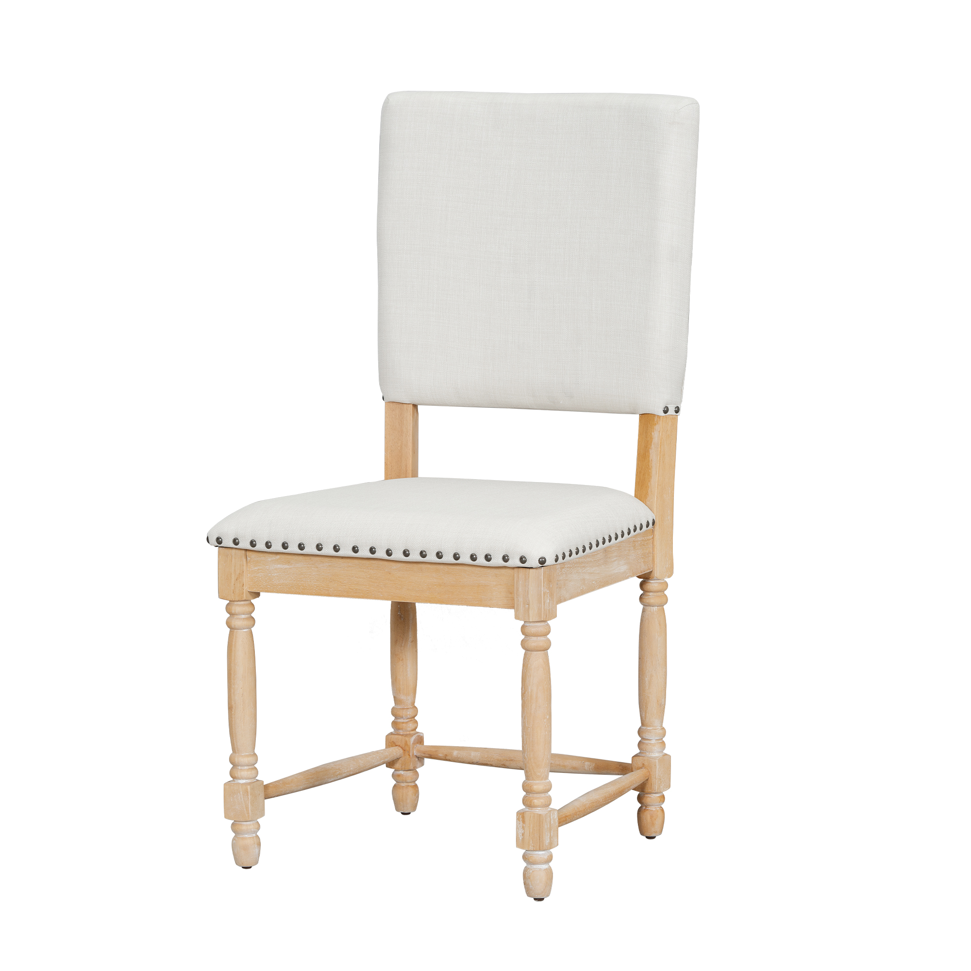 TOPMAX Vintage Traditional 2-Piece Upholstered Dining Chairs with Padded Backs, Natural - Image 6