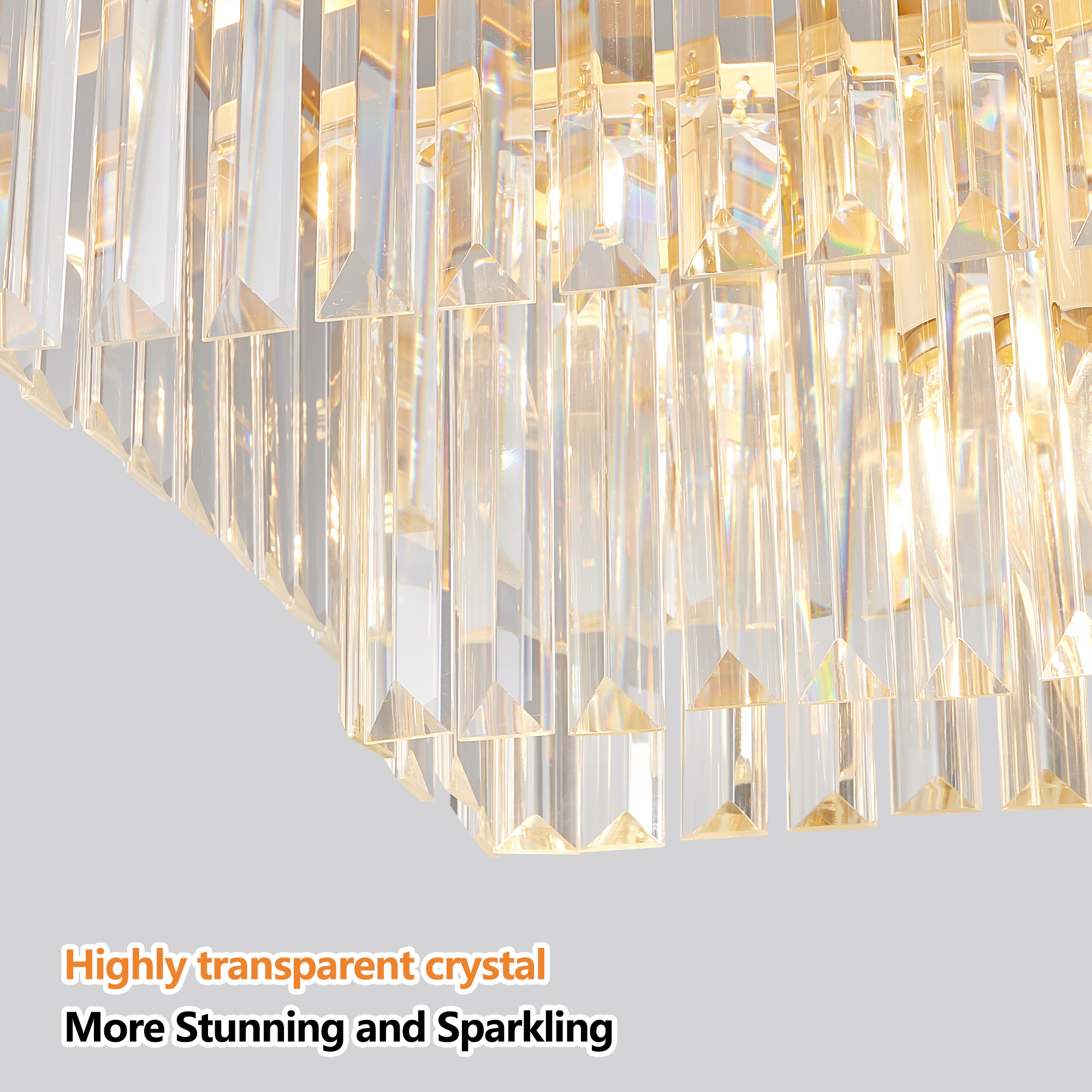 Chandeliers,Rectangular Crystal Chandelier Adjustable,E12 Modern Industrial Crystal Lights,Farmhouse Iron Ceiling Hanging Light for Kitchen Living Room Bedroom/Gold(Bulb Not Included) - Image 6
