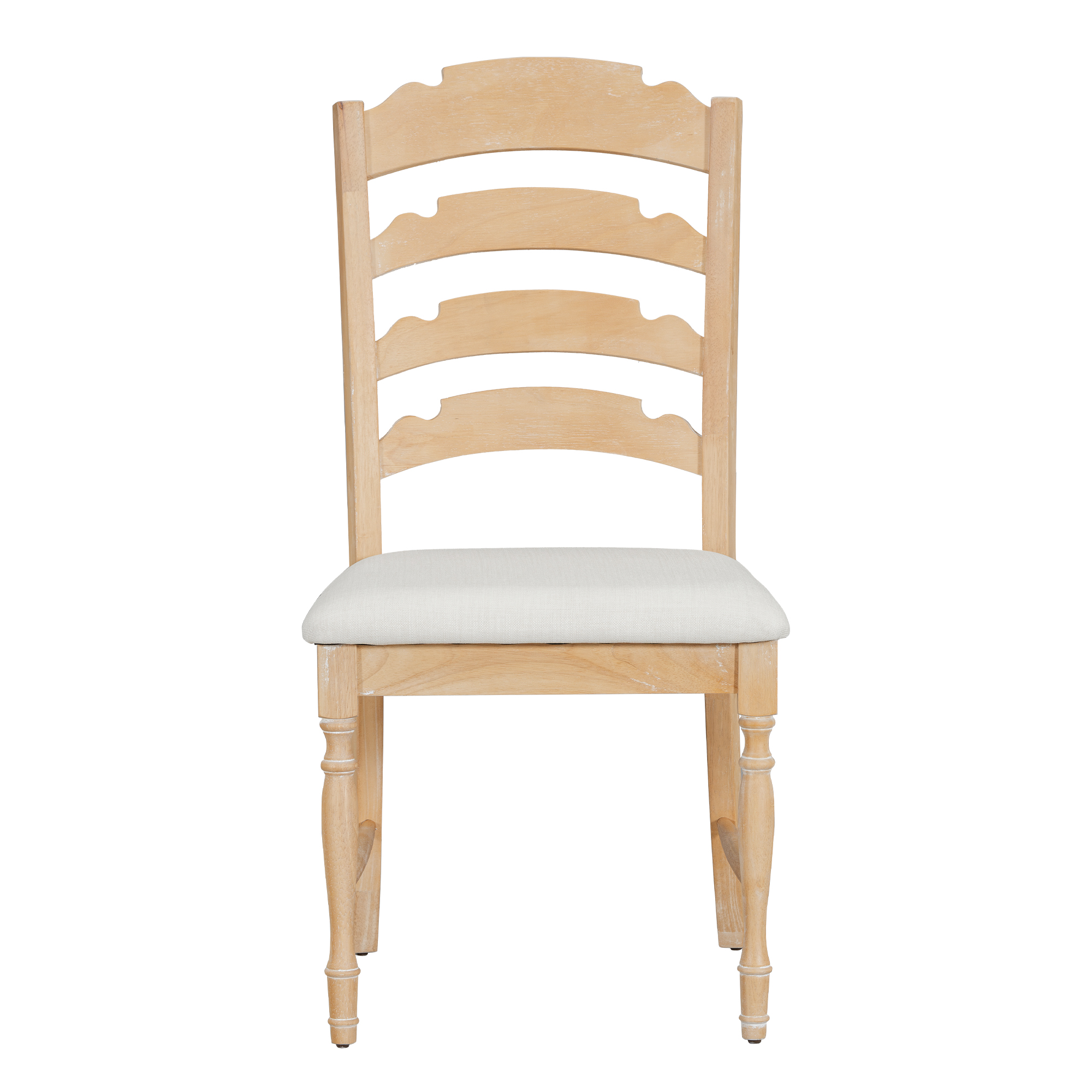 TOPMAX Vintage Traditional 4-Piece Upholstered Dining Chairs, Serrated Dining Backs, Natural - Image 6