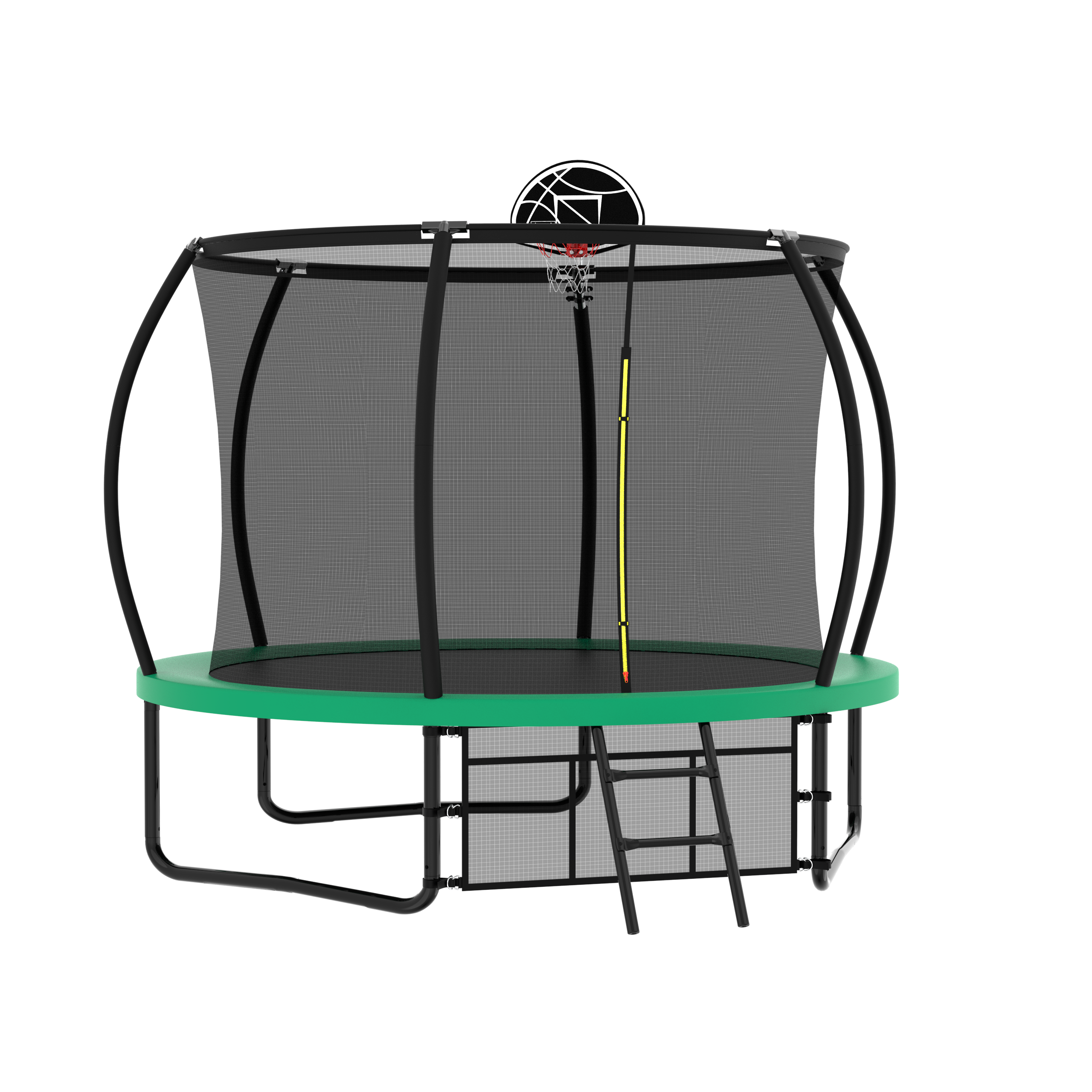 10FT Pumpkin Trampoline, Outdoor Trampoline with Basketball Hoop, Enclosure Net and Ladder - Image 3