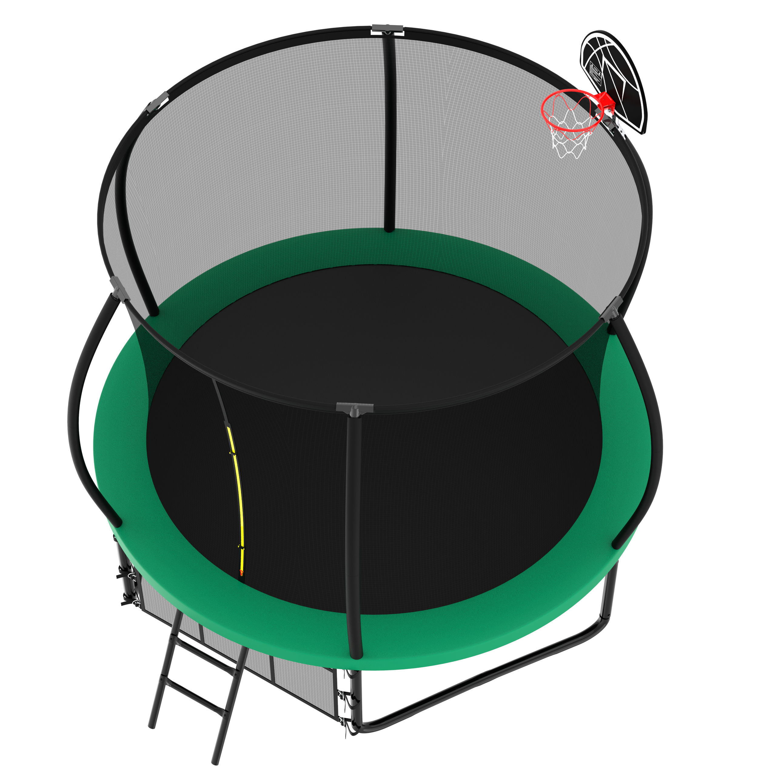 10FT Pumpkin Trampoline, Outdoor Trampoline with Basketball Hoop, Enclosure Net and Ladder - Image 4