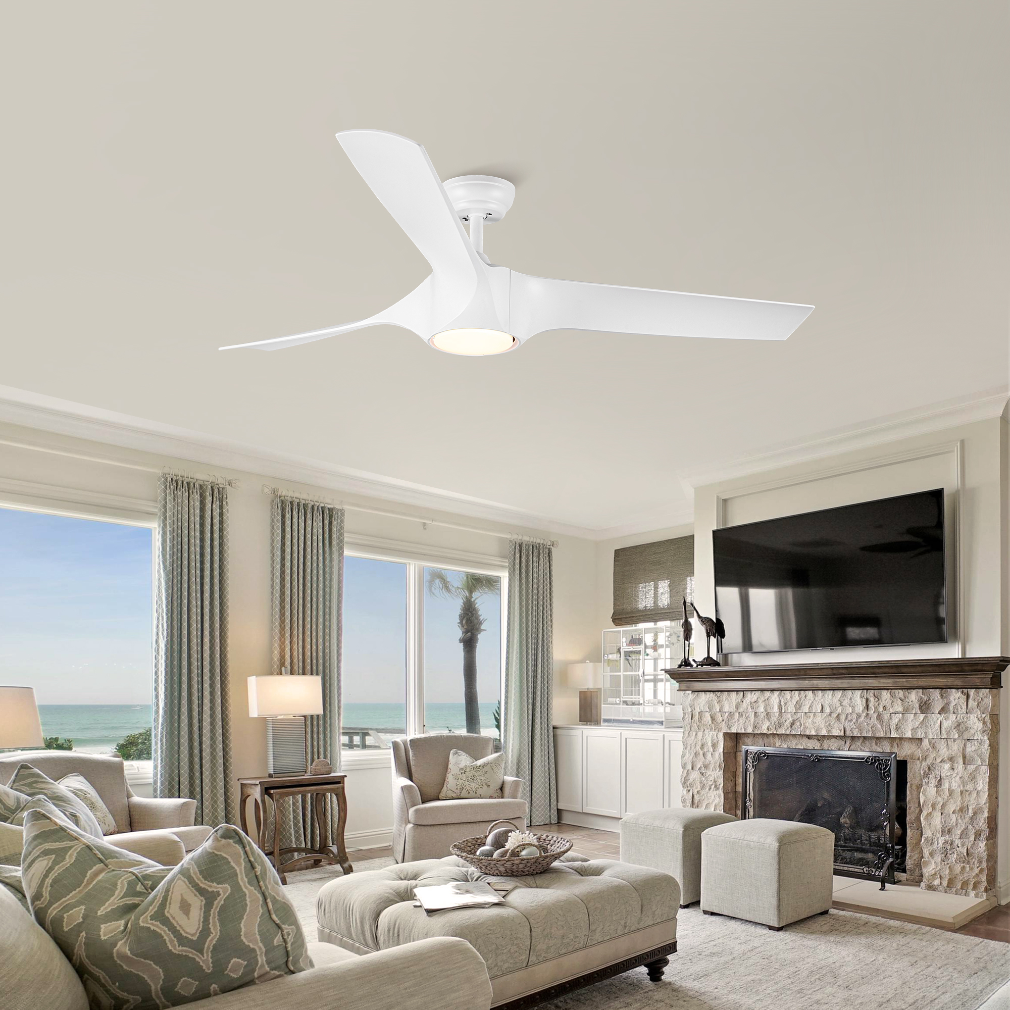56 In.Intergrated LED Ceiling Fan with White ABS Blade - Image 2