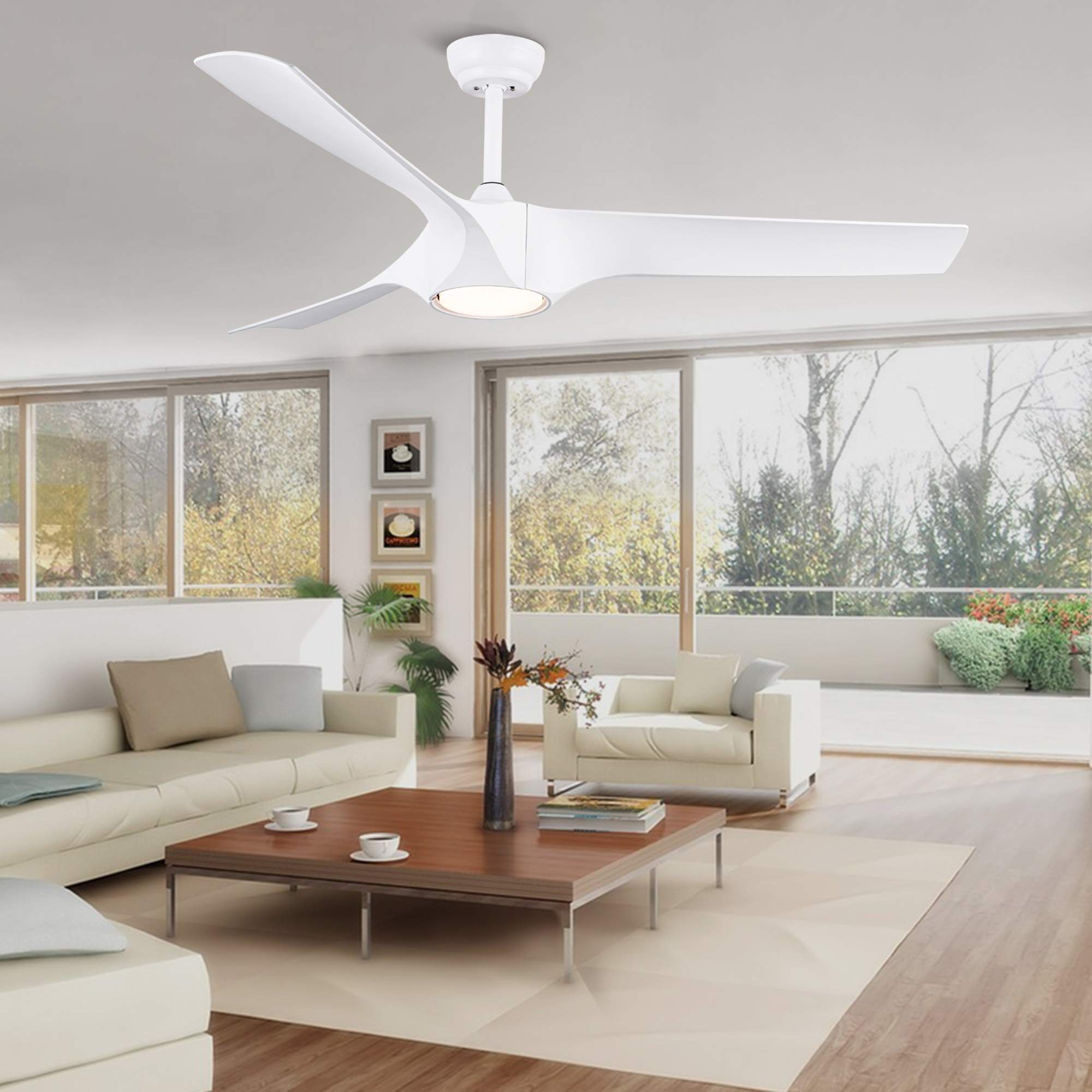 56 In.Intergrated LED Ceiling Fan with White ABS Blade - Image 3