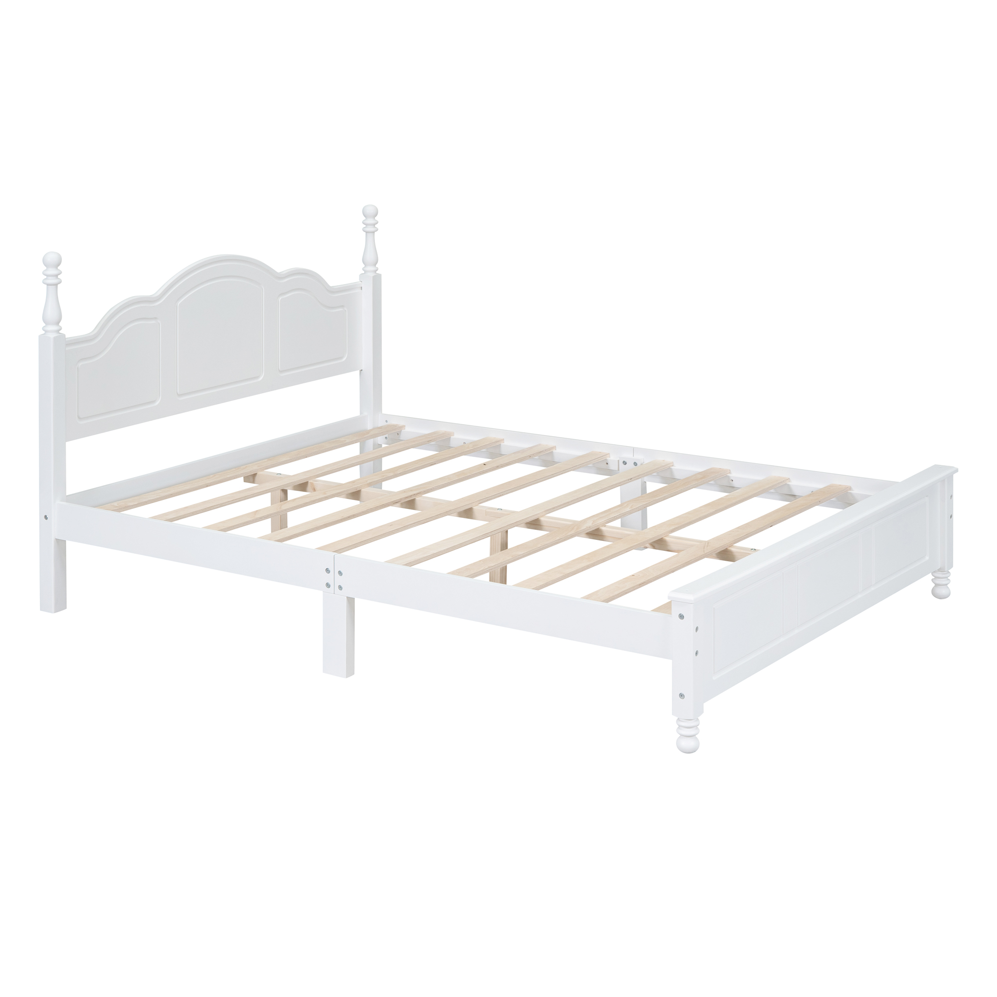 3-Pieces Bedroom Sets,Queen Size Wood Platform Bed and Two Nightstands-White - Image 6