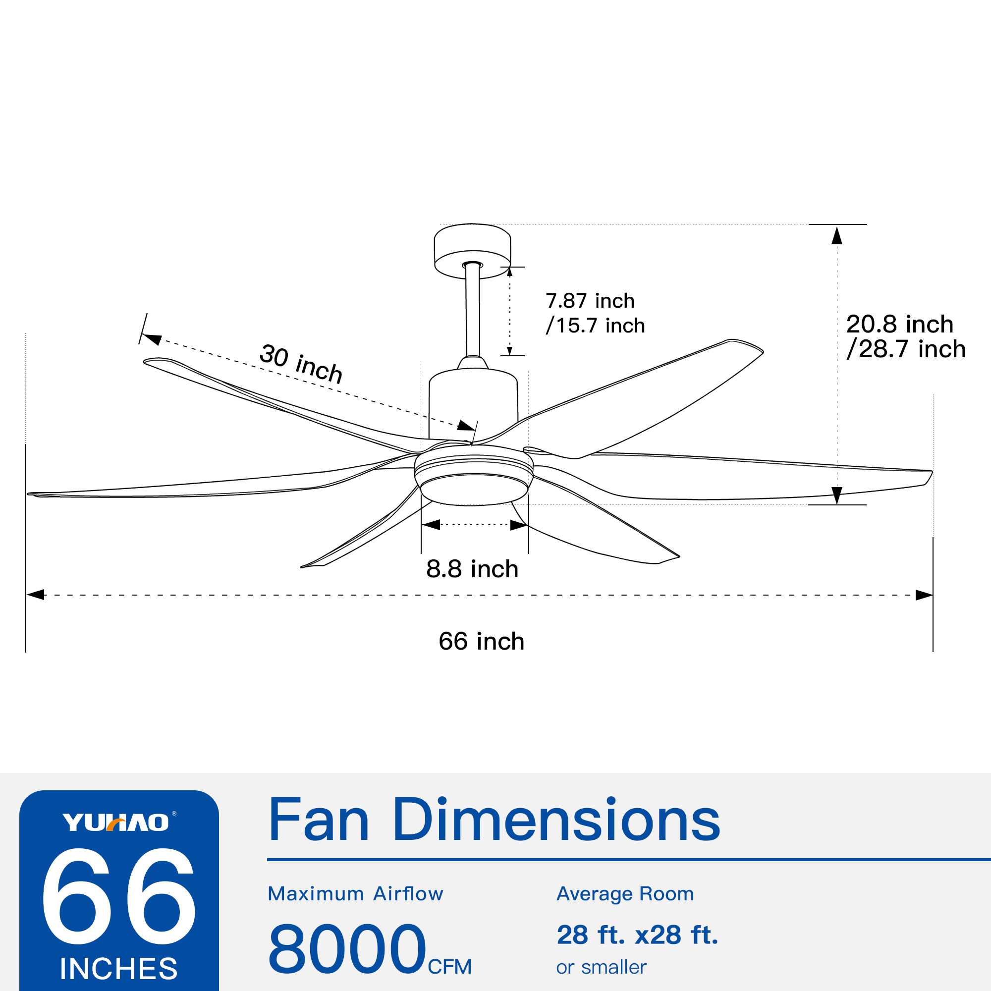 66" Vintage Ceiling Fan Lighting with Brown Blades in Integrated LED - Image 5
