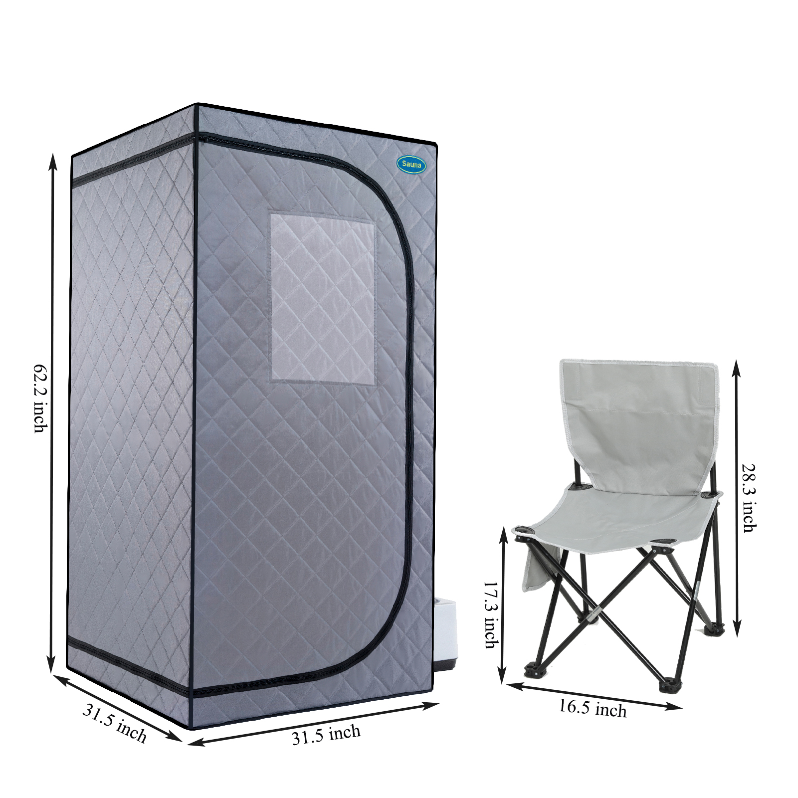 Portable Grey Mini Plus style Steam Sauna tent–Personal Home Spa, with Steam Generator, Remote Control, Foldable Chair, PVC pipes. Easy to Install,fast heating, with FCC & UL Certification - Image 6