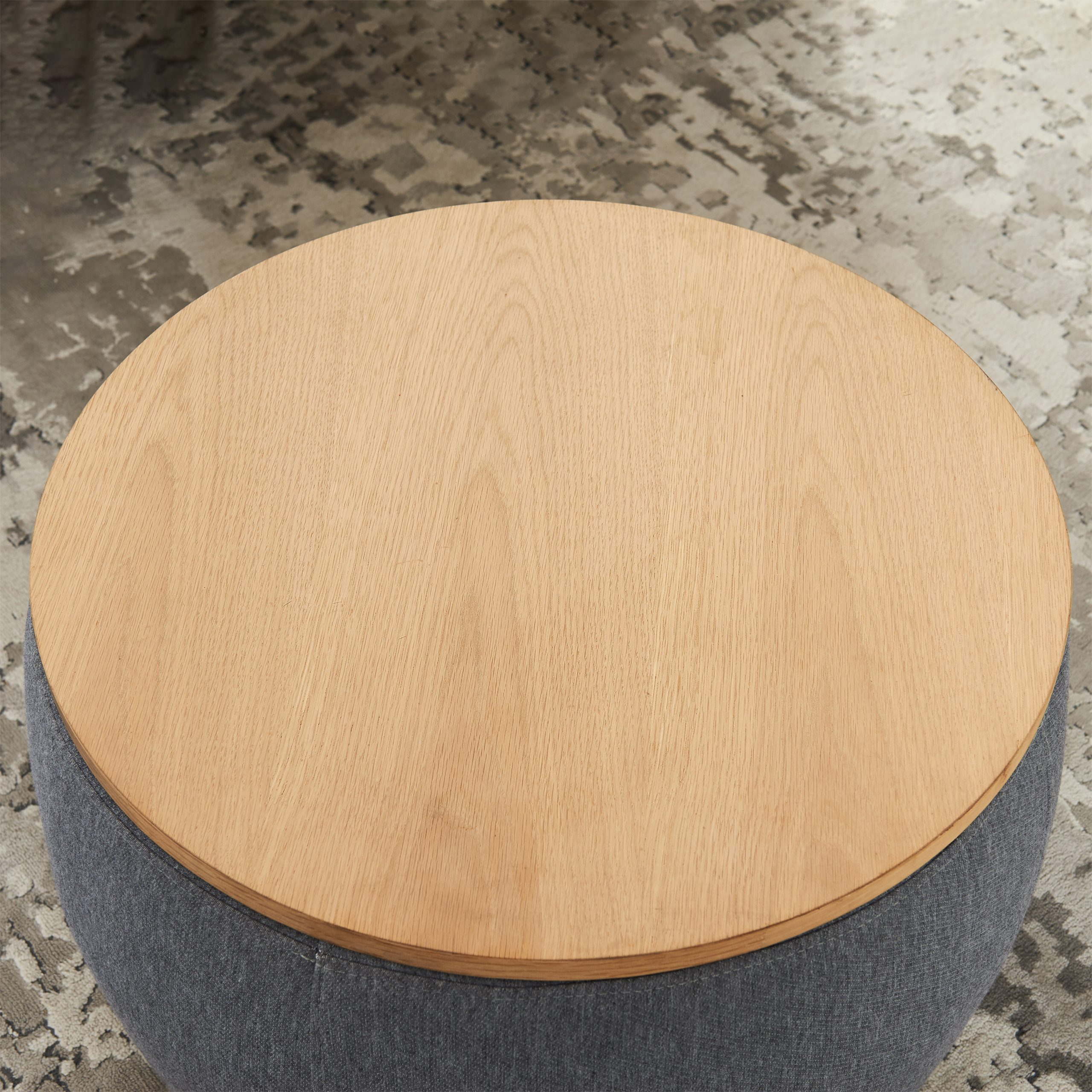 Round Storage Ottoman, 2 in 1 Function, Work as End table and Ottoman, Dark Grey (25.5"x25.5"x14.5") - Image 6