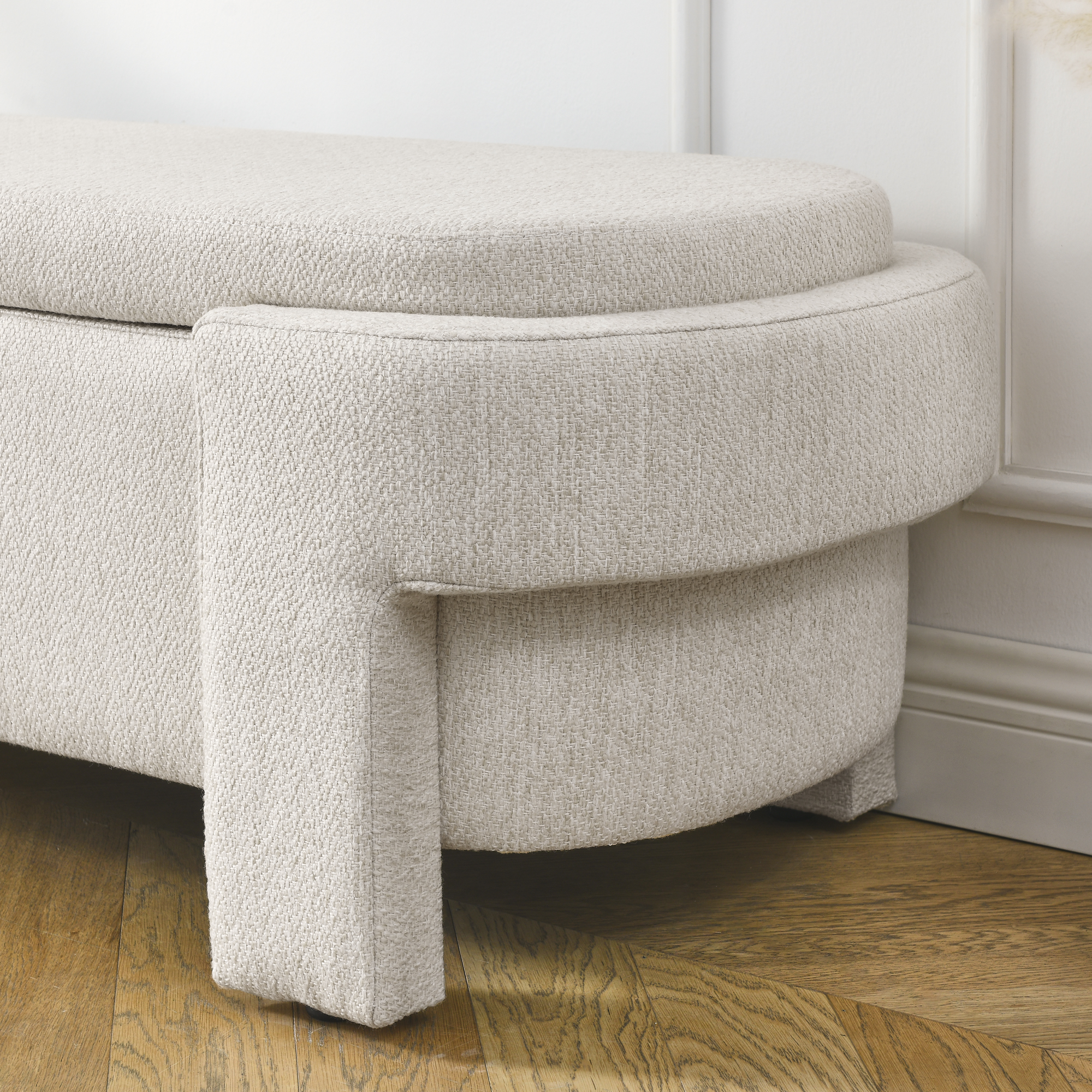 Linen Fabric Upholstered Bench with Large Storage Space for the Living Room, Entryway and Bedroom,Beige,( 51.5''x20.5''x17'' ) - Image 3