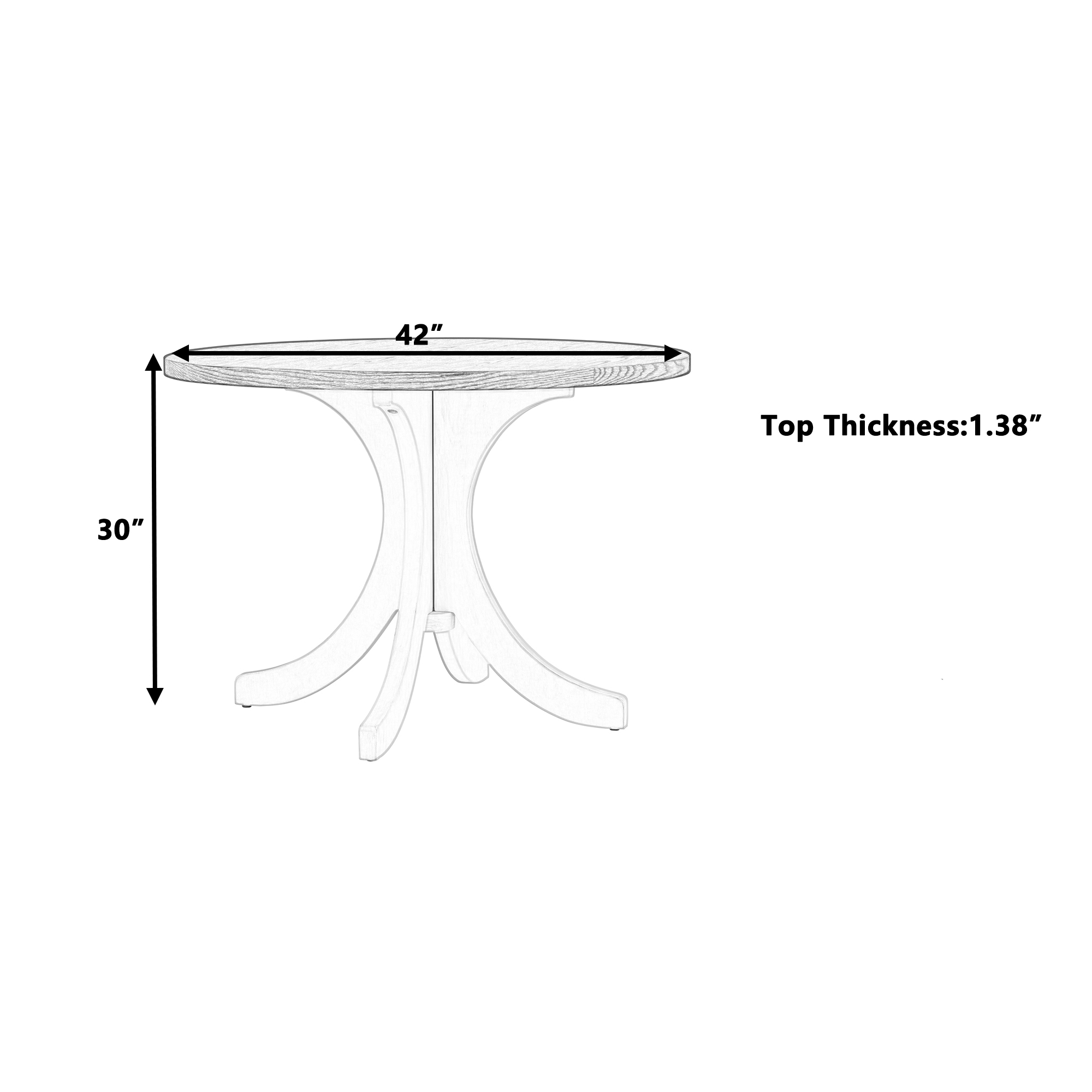TOPMAX Mid-Century Solid Wood Round Dining Table for Small Places, Walnut Table - Image 5