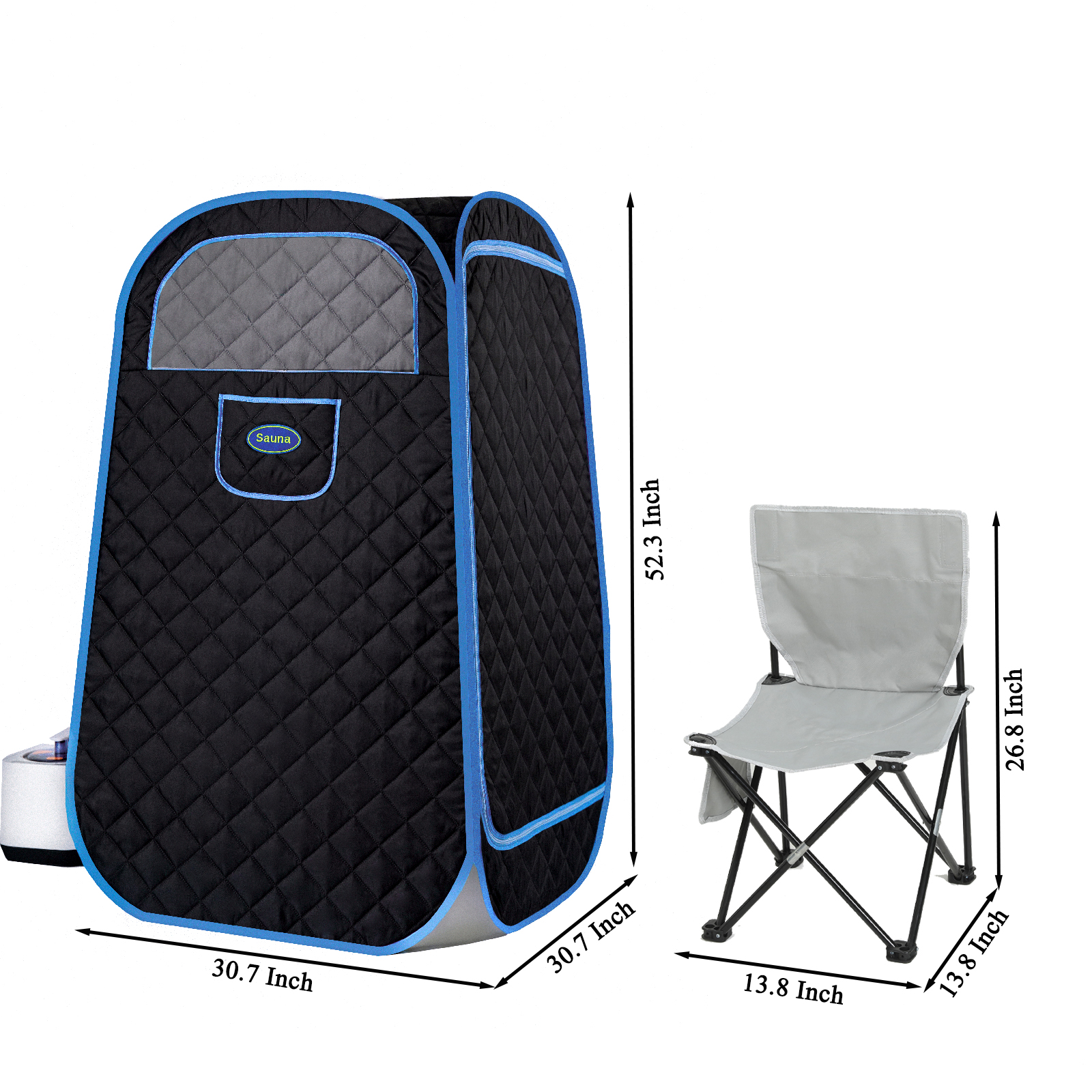 Portable Folding Full size Steam Sauna with 1000W&2.2L steam Generator. Personal Sauna Tent for Relaxation & Spa at home. Fast heating. Folding Steel Rim, it's easy to install, with FCC certification. - Image 6