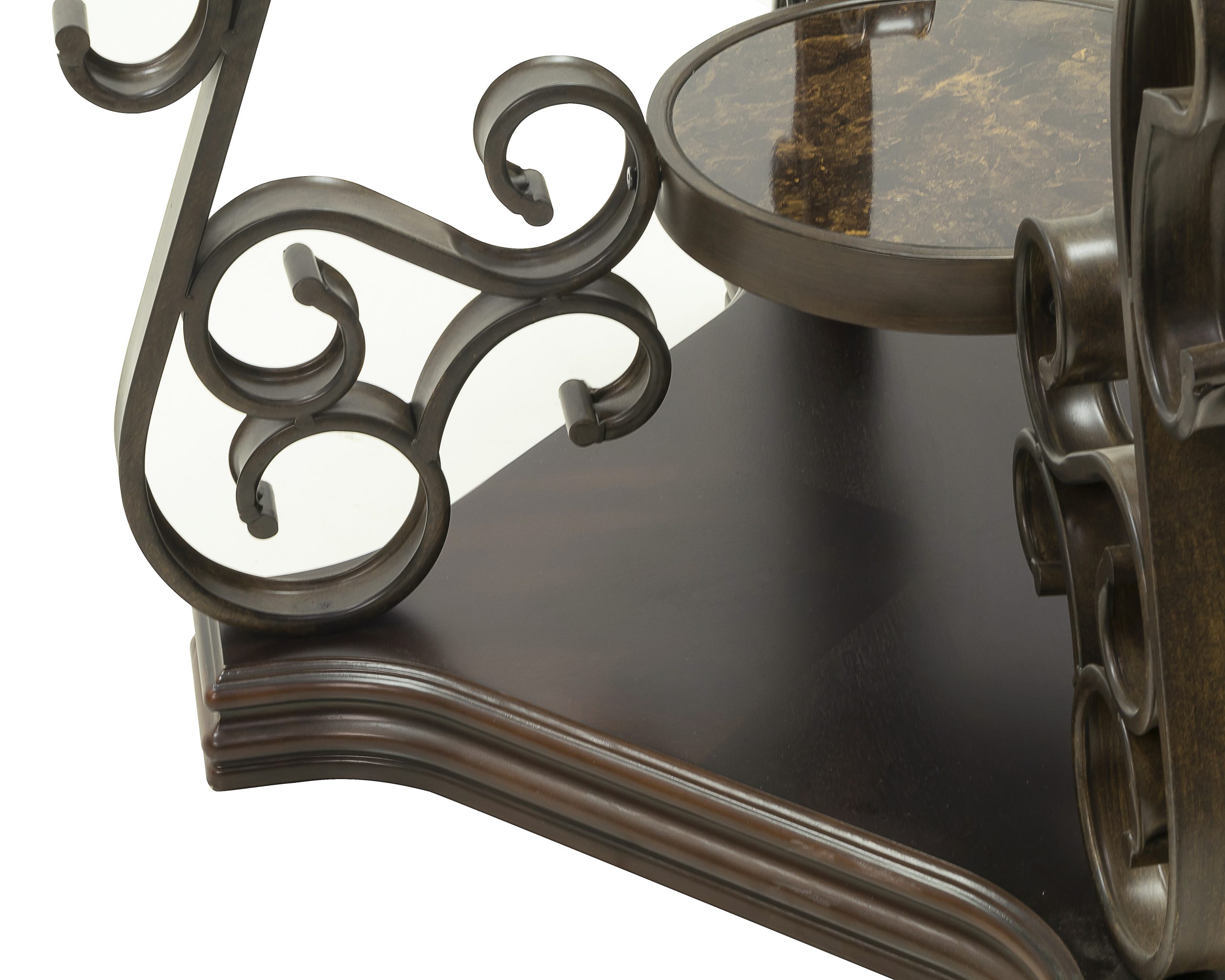 End table, Glass table top, MDF W/marble paper middle shelf, powder coat finish metal legs. (26.3"Lx26.3"Wx24"H) - Image 3