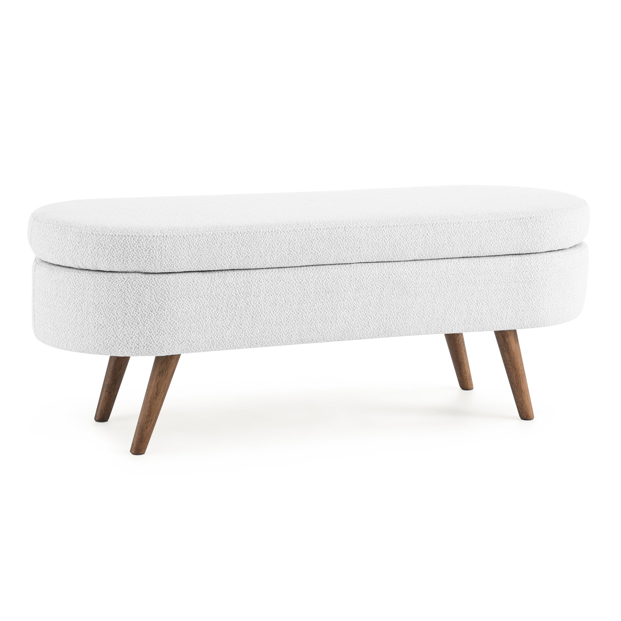 Ottoman Oval Storage Bench,Rubber Wood Legs,White(43.5"x16"x16") - Image 6