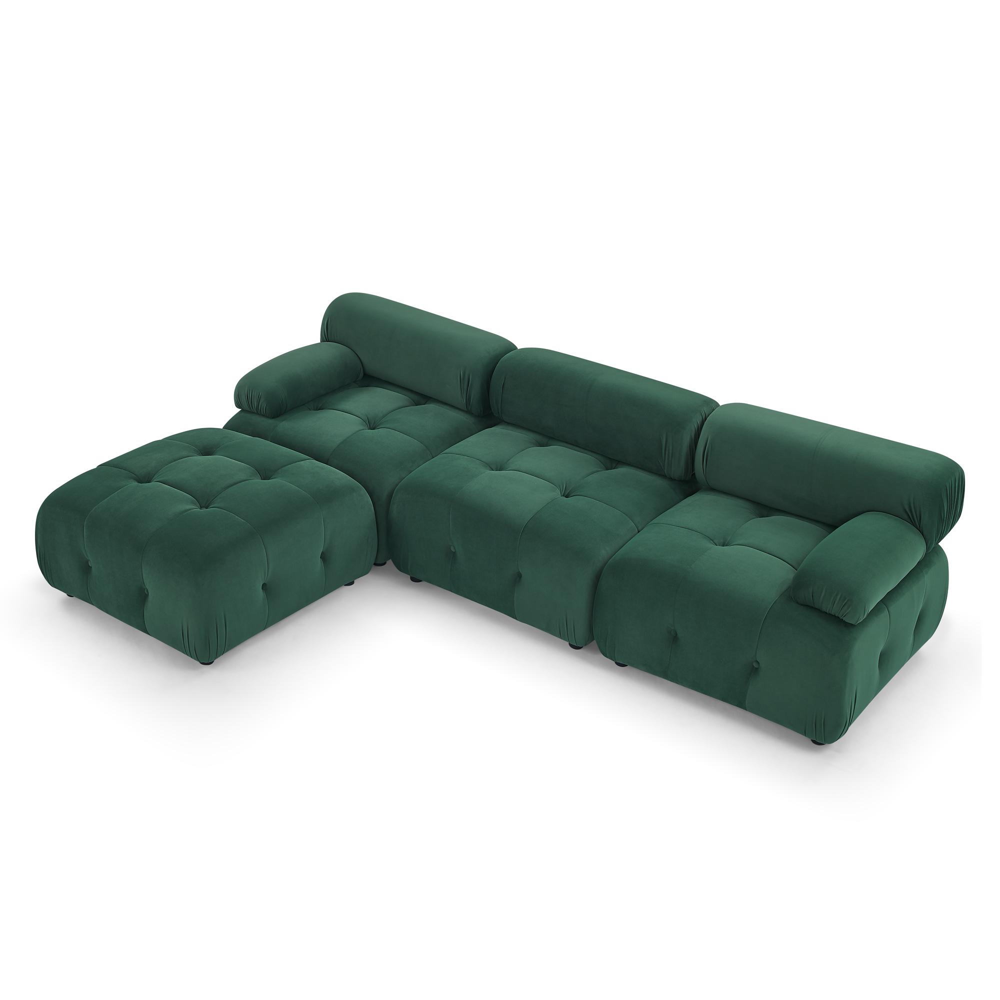 Modular Sectional Sofa, Button Tufted Designed and DIY Combination,L Shaped Couch with Reversible Ottoman, Green Velvet - Image 4