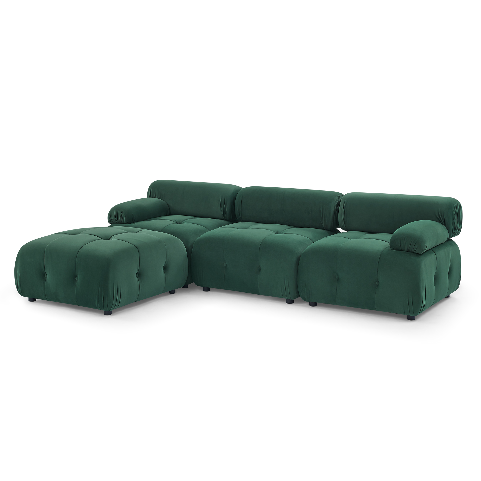 Modular Sectional Sofa, Button Tufted Designed and DIY Combination,L Shaped Couch with Reversible Ottoman, Green Velvet - Image 5