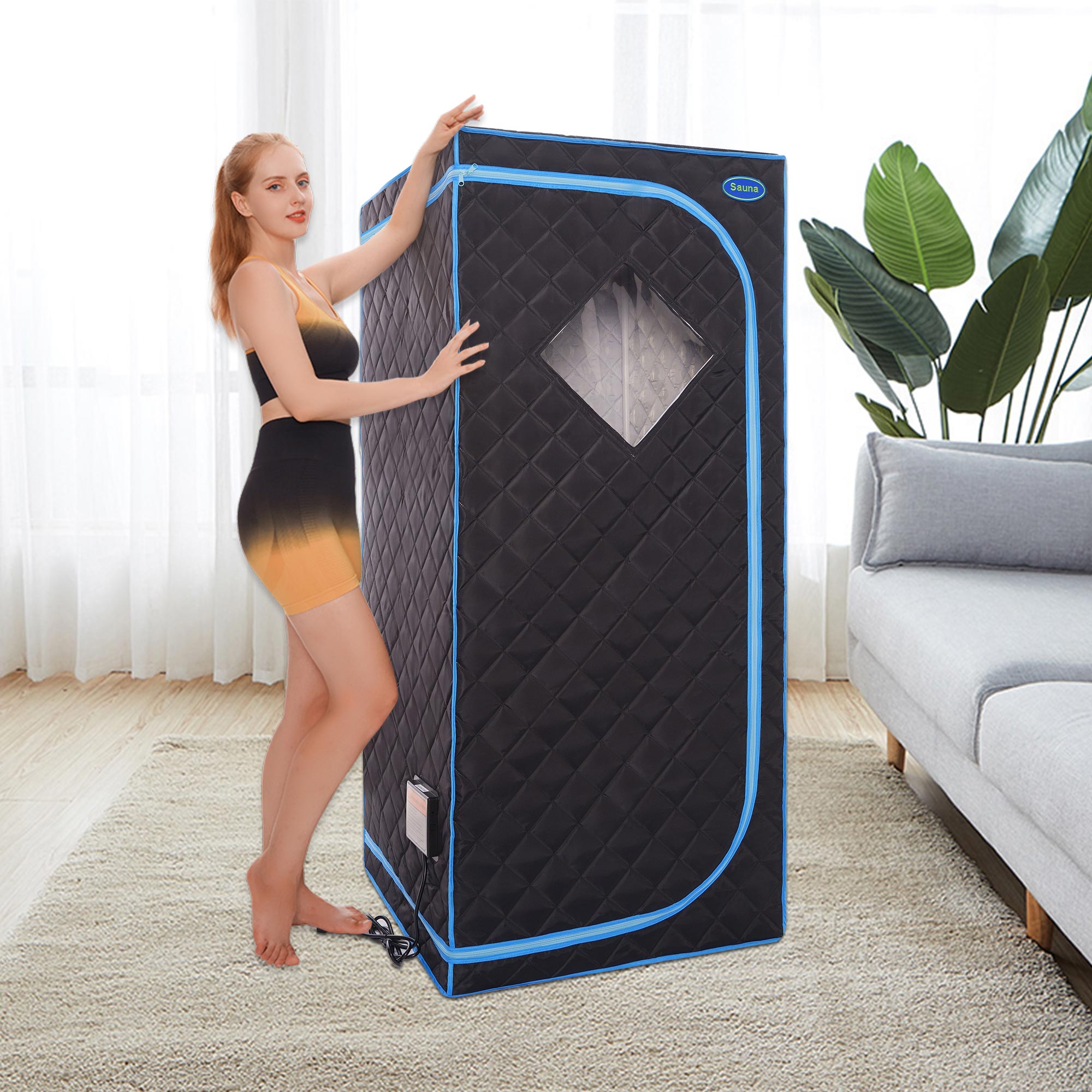 Portable Full Size Black Infrared Sauna tent–Personal Home Spa, with Infrared Panels, Heating Foot Pad,Controller, Foldable Chair ,Reading light.Easy to Install.Fast heating, with FCC Certification. - Image 4