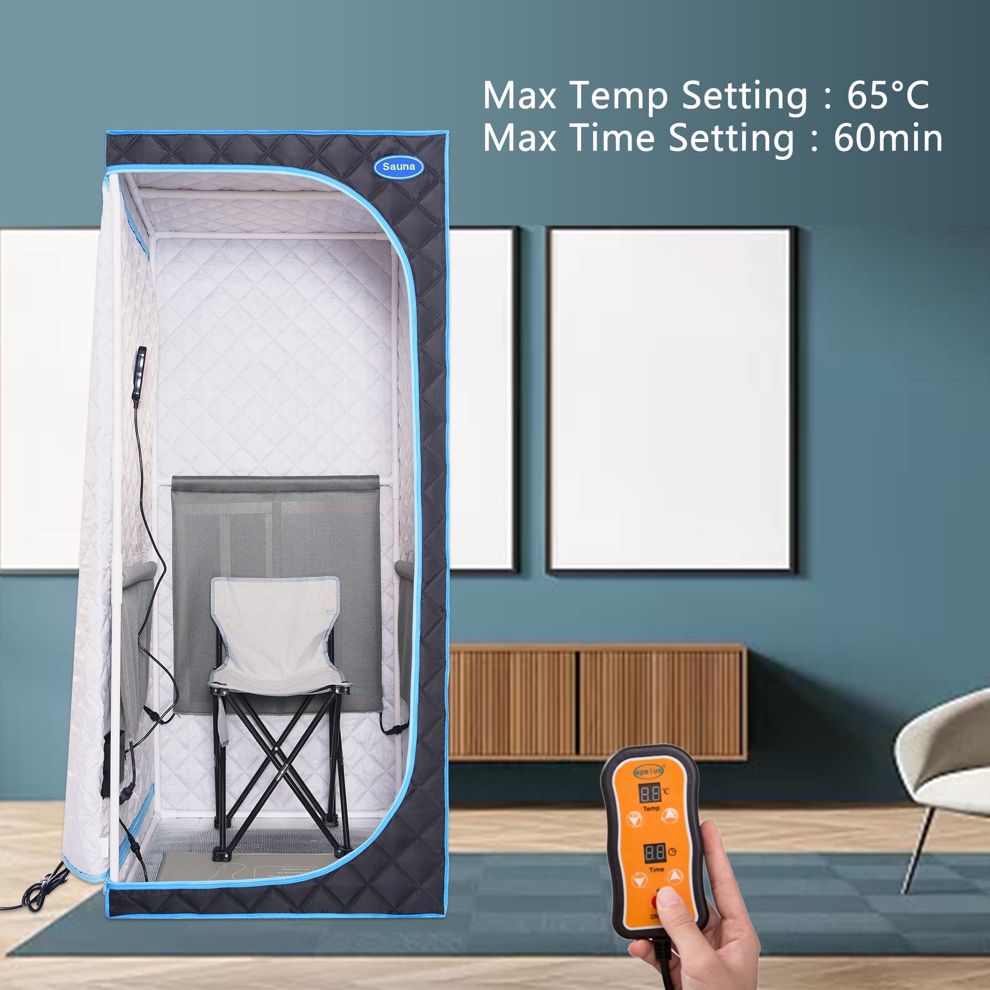 Portable Full Size Black Infrared Sauna tent–Personal Home Spa, with Infrared Panels, Heating Foot Pad,Controller, Foldable Chair ,Reading light.Easy to Install.Fast heating, with FCC Certification. - Image 5