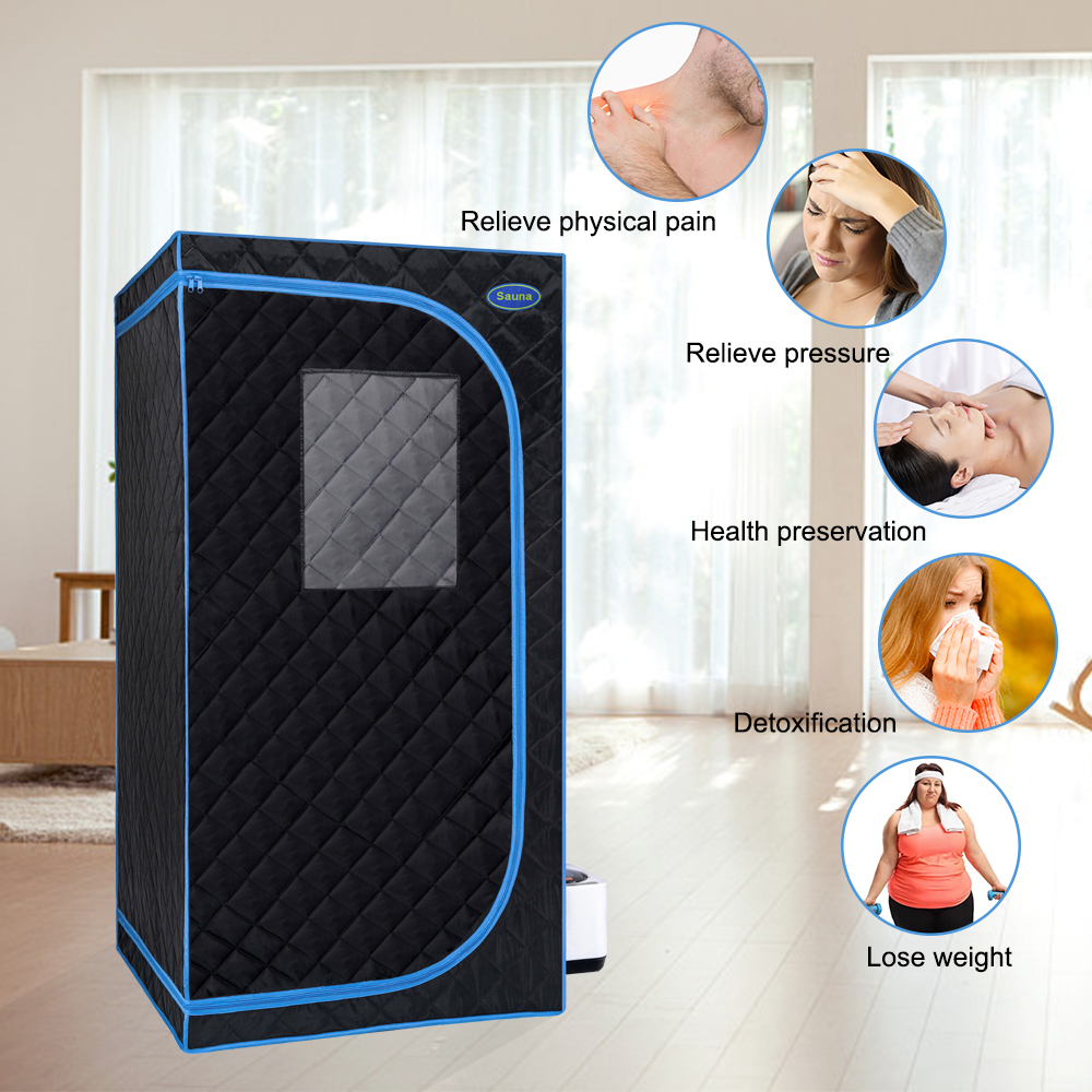 Portable Black Full Size Steam Sauna tent–Personal Home Spa, with Steam Generator, Remote Control, Foldable Chair, PVC pipes. Easy to Install,fast heating, with FCC & UL Certification. - Image 5