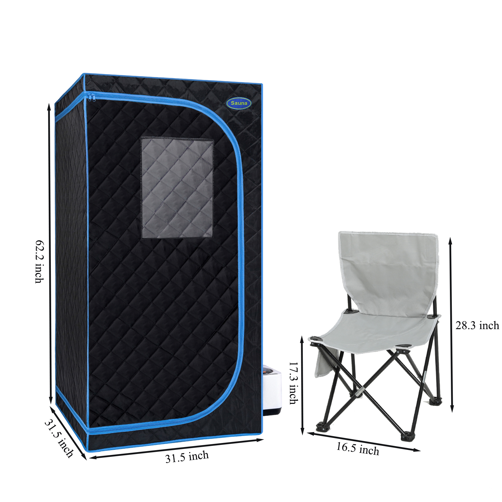 Portable Black Full Size Steam Sauna tent–Personal Home Spa, with Steam Generator, Remote Control, Foldable Chair, PVC pipes. Easy to Install,fast heating, with FCC & UL Certification. - Image 6