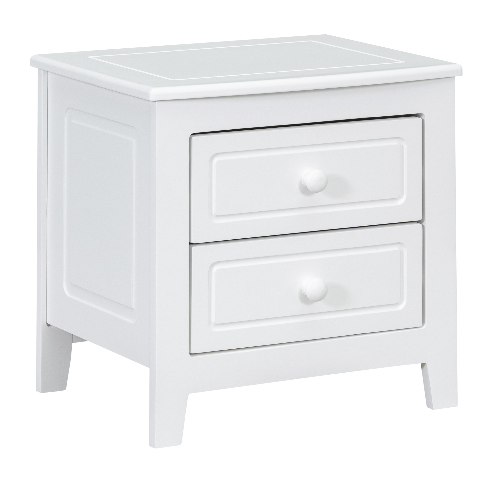 2-Drawer Nightstand for Bedroom, Mid Century Retro Bedside Table with Classic Design,White - Image 3