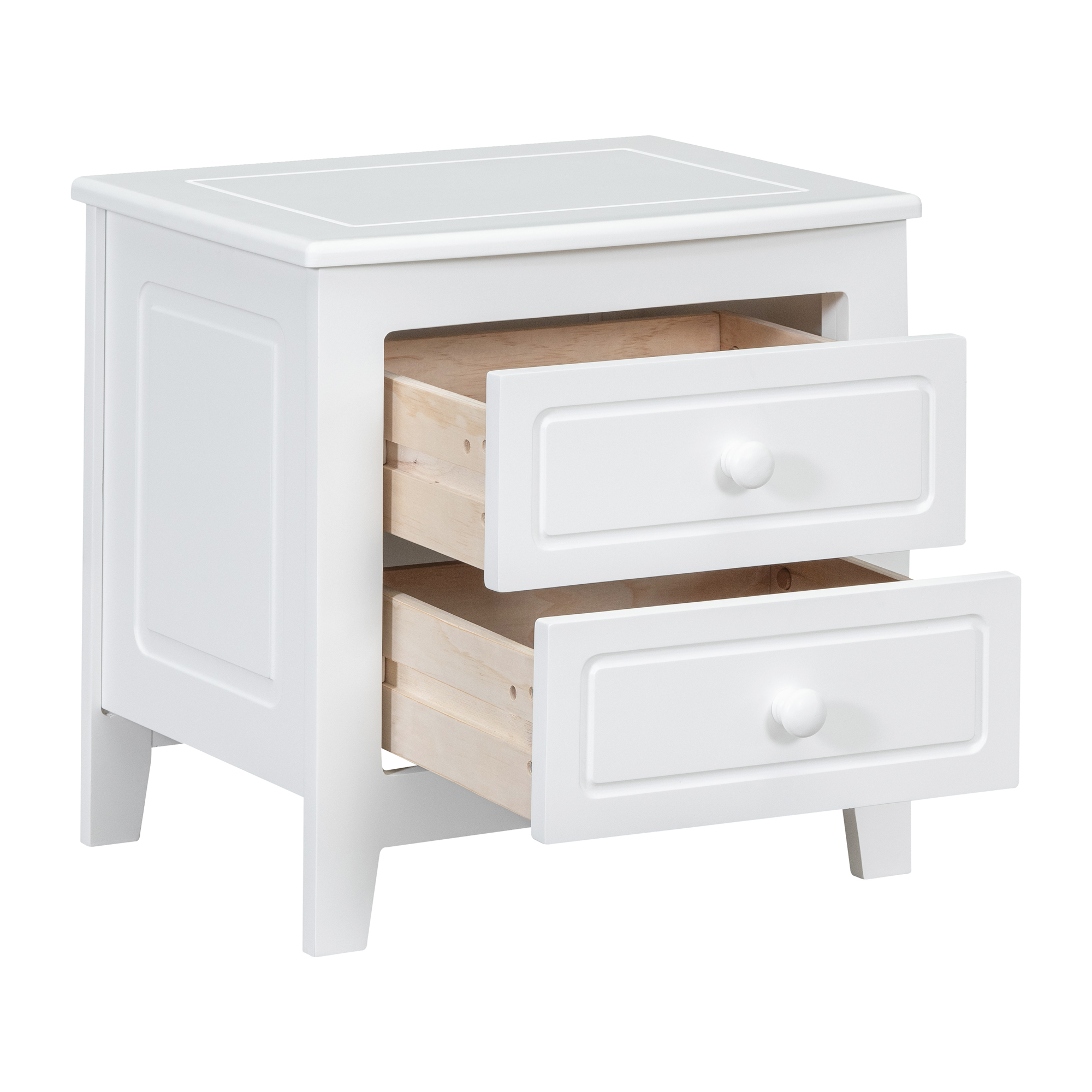 2-Drawer Nightstand for Bedroom, Mid Century Retro Bedside Table with Classic Design,White - Image 4