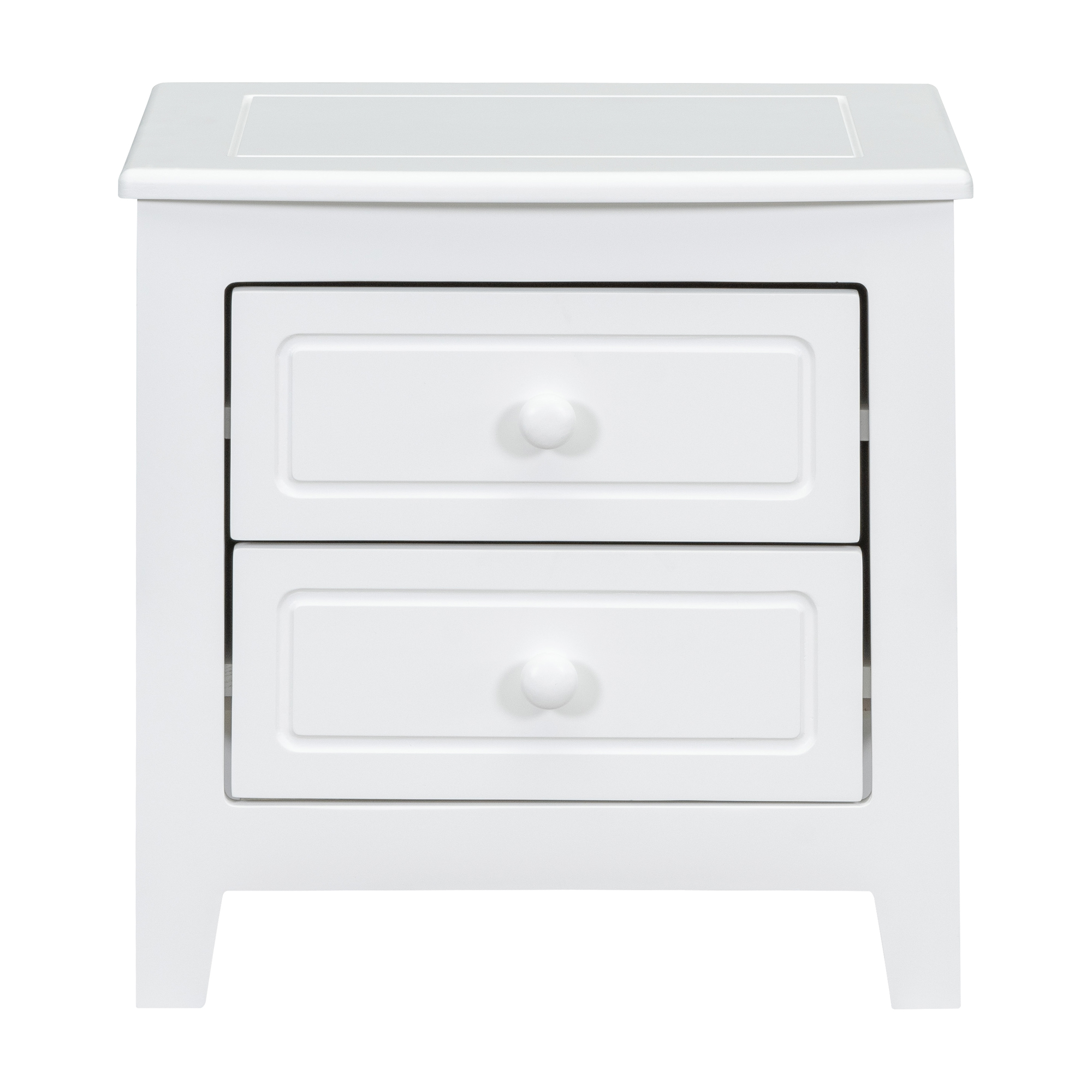 2-Drawer Nightstand for Bedroom, Mid Century Retro Bedside Table with Classic Design,White - Image 5