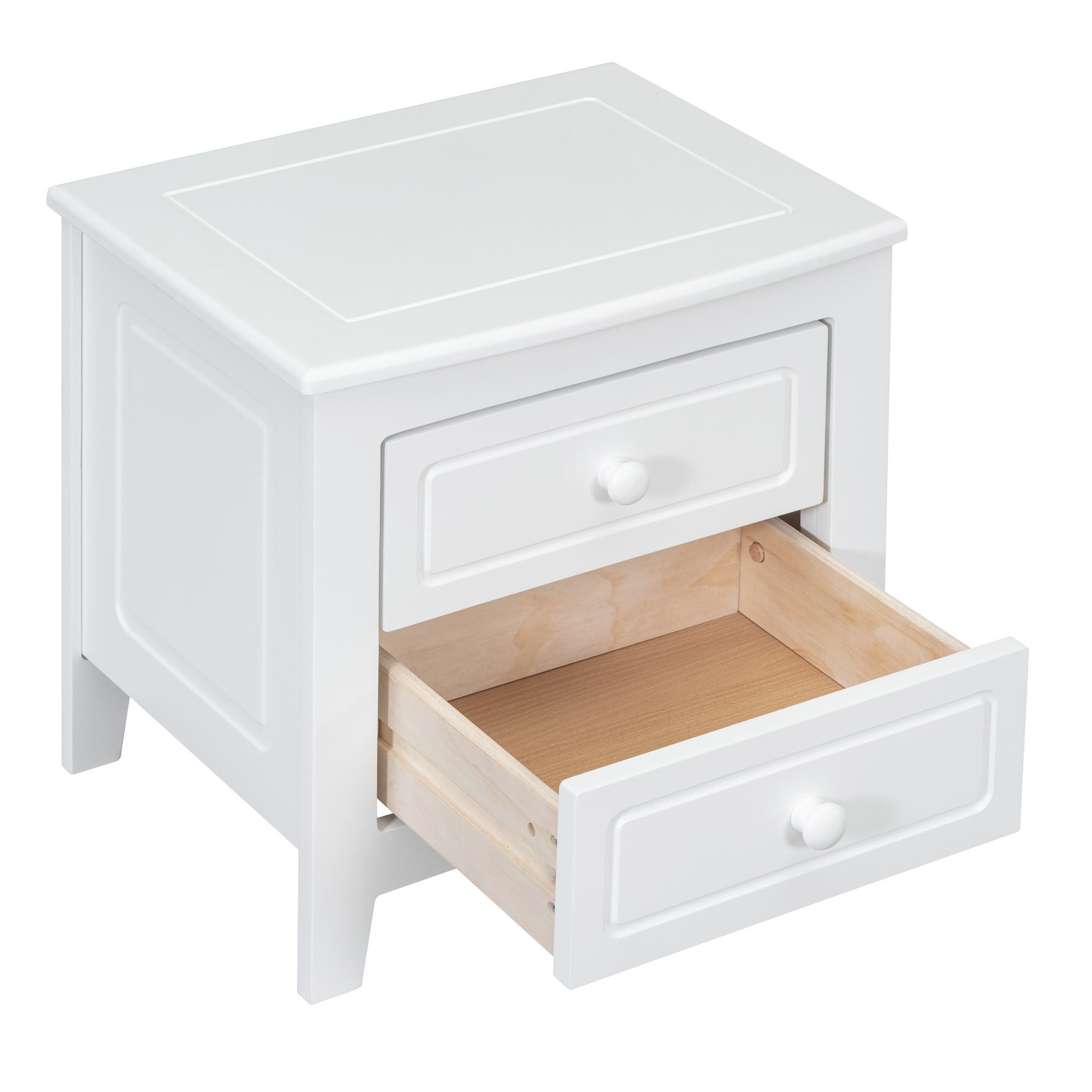 2-Drawer Nightstand for Bedroom, Mid Century Retro Bedside Table with Classic Design,White - Image 6
